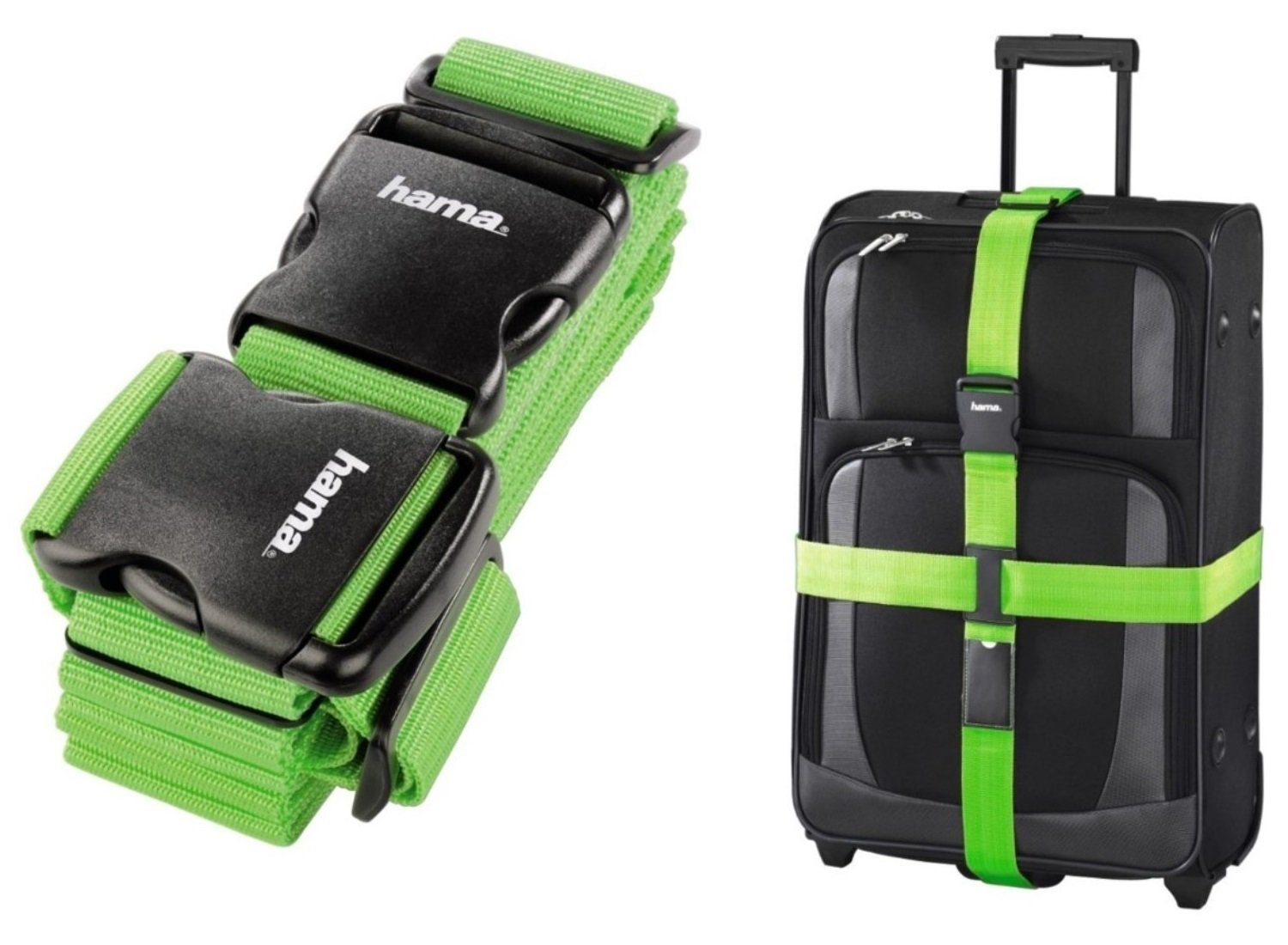 Hama Koffer Koffer-Band Kreuz Reise Gepäck-Band Gepäck-Gurt, 0 Rollen, 2-Wege Koffer-Gurt
