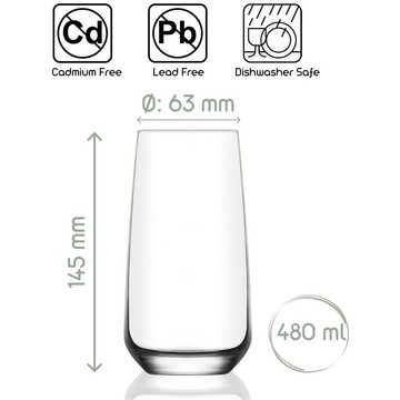 LAV Longdrinkglas Lal 480ml Farbiges Gläser-Set: Vielseitig für Softdrinks, Glas