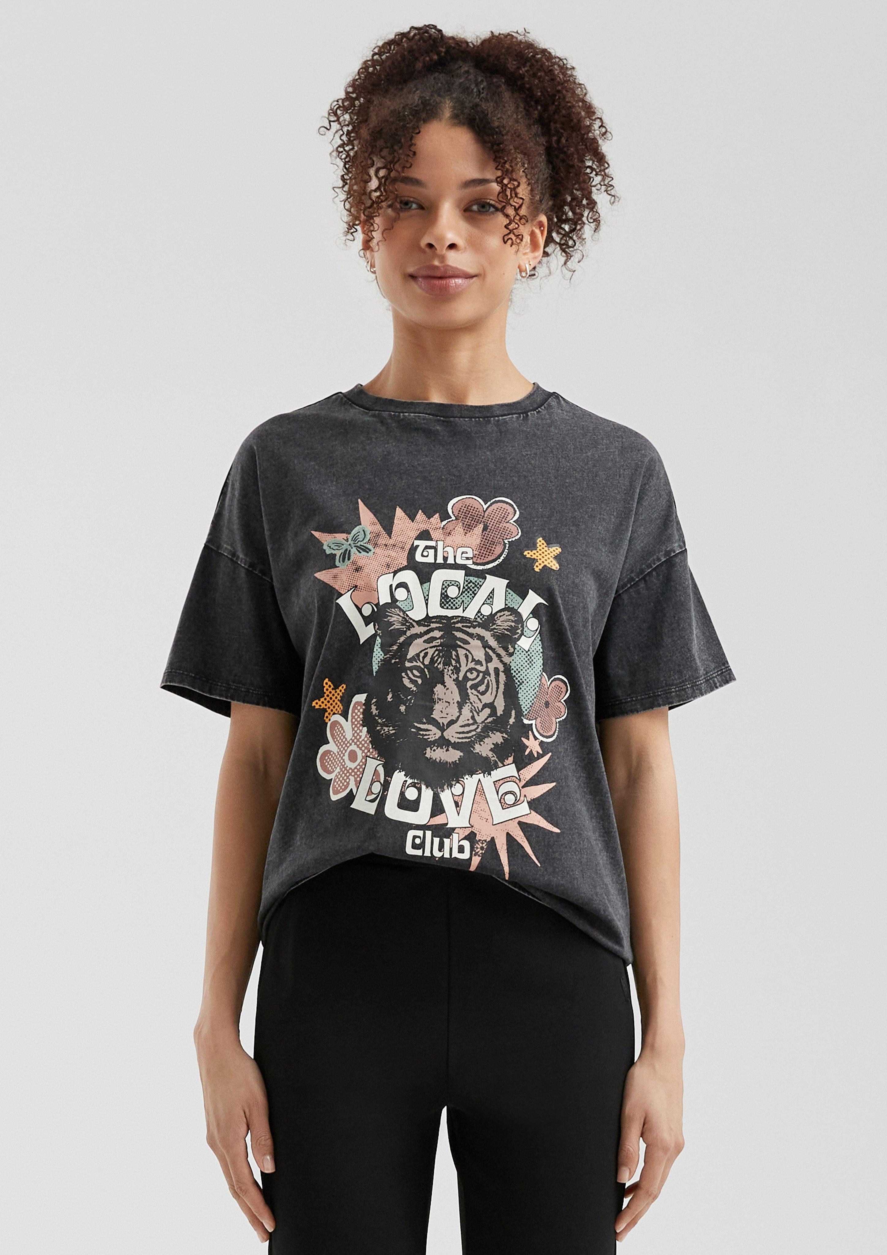 QS Kurzarmshirt Gewaschenes T-Shirt im Oversized günstig online kaufen