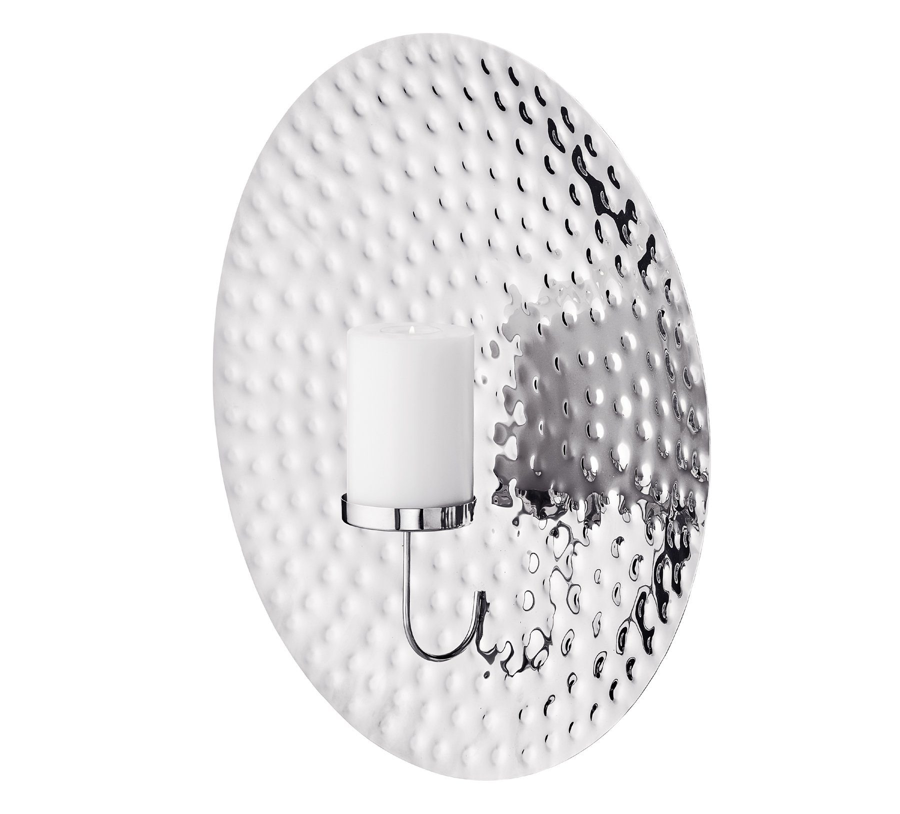 EDZARD Торшеры Udo, Silber-Optik, vernickelt, hochglanzpoliert, für Stumpenkerzen, Ø 47 cm