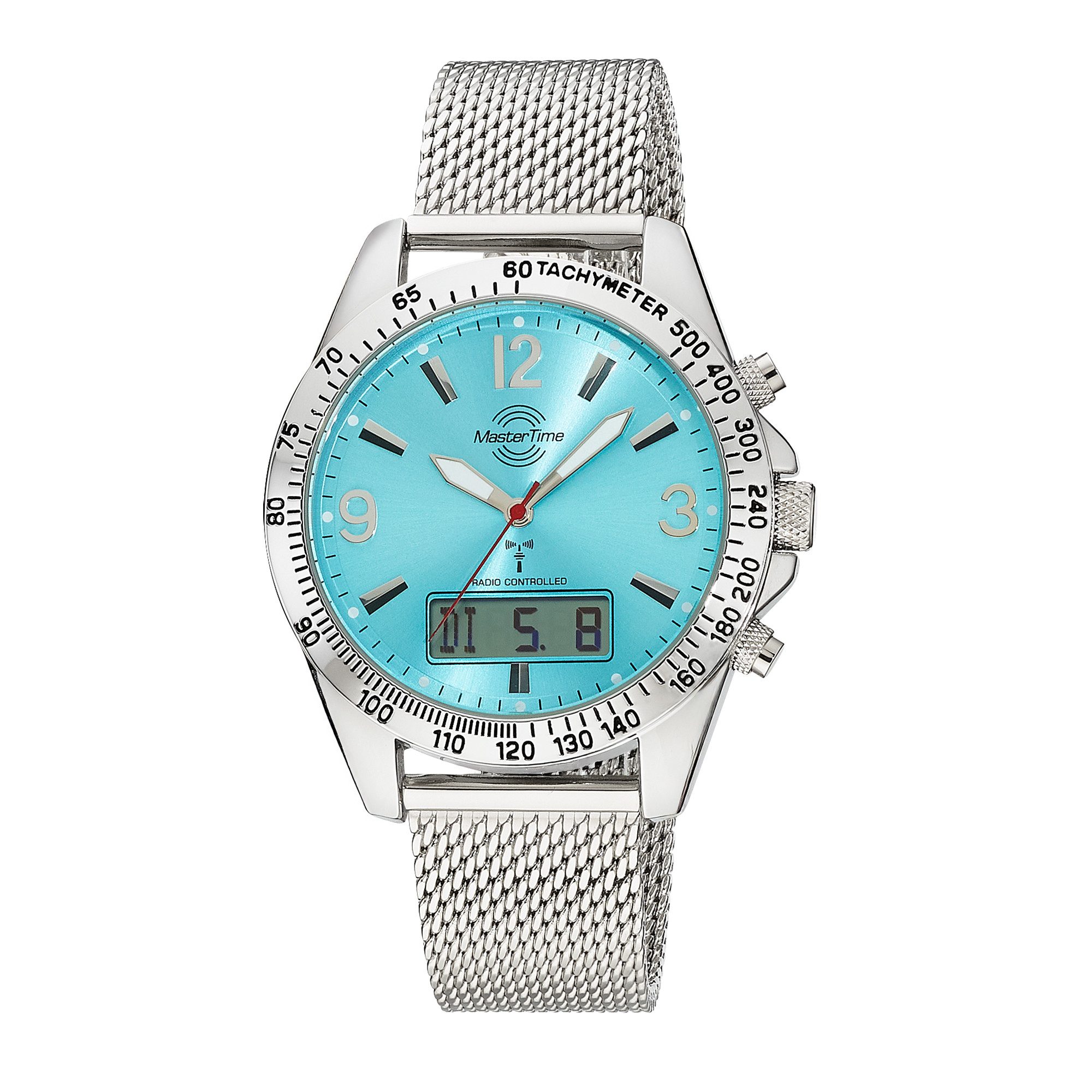MASTER TIME Funkchronograph Sporty MTGA-10963-32M, Quarzuhr, Armbanduhr, Herrenuhr, Edelstahlarmband, analog, digital