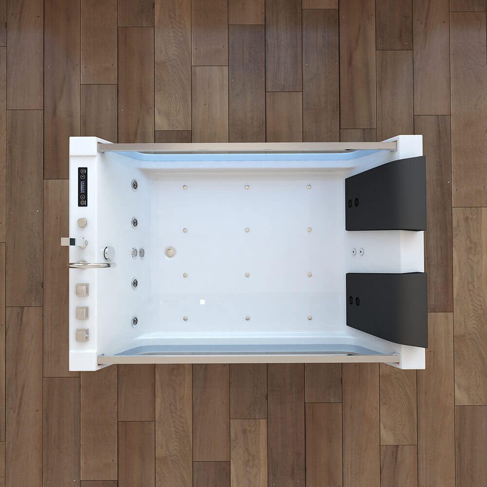 HOME DELUXE Whirlpool-Badewanne ATLANTIC - XL, (inkl. Armaturen, Wanneneinlass, Duschkopf und Mischknäufe), inkl. LED-Beleuchtung, Indoor Whirlpool mit Glasfron – Bild 4 von 5