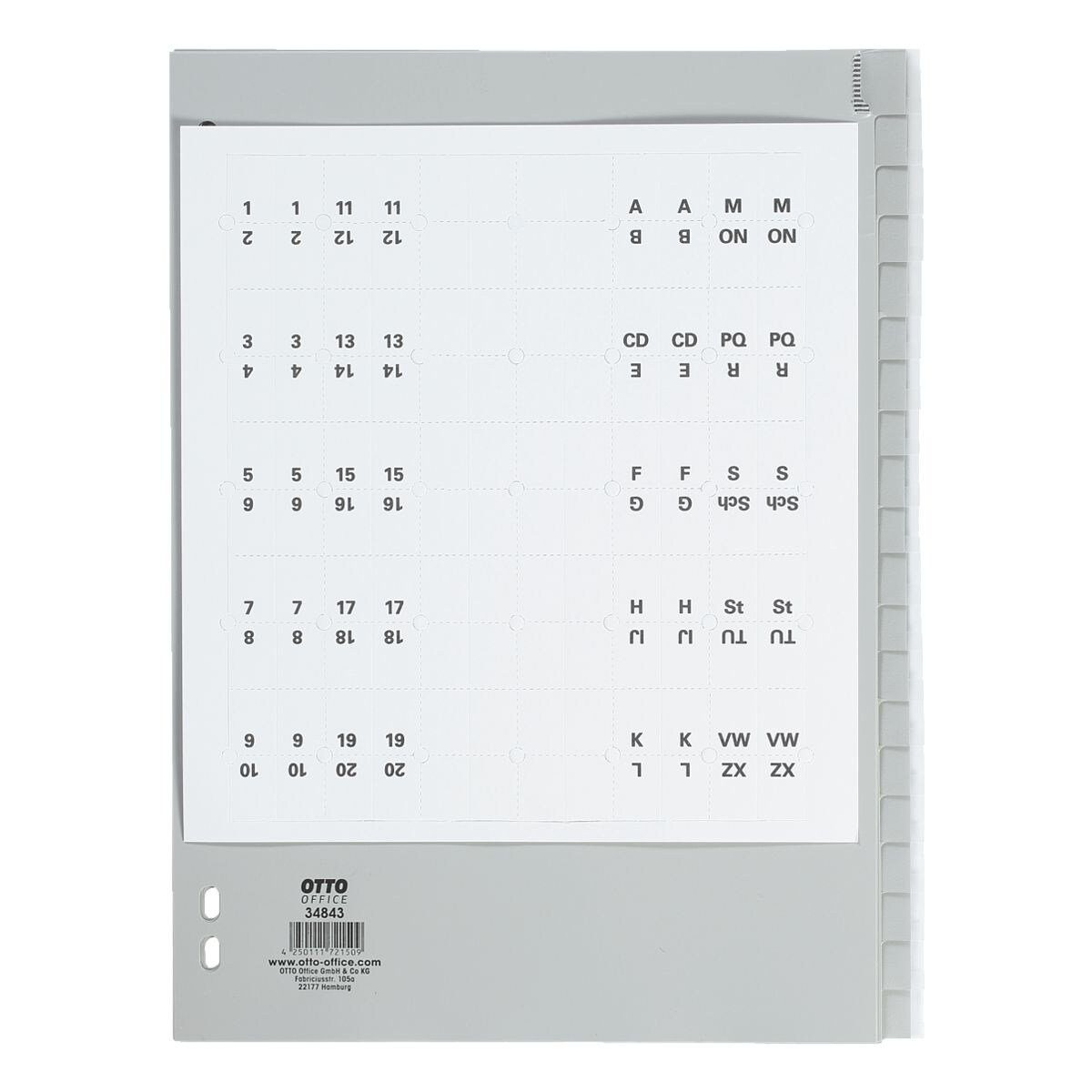 Otto Office Aktenordner, Register mit Fenstertaben, DIN A4, 20-tlg., Kunststoff