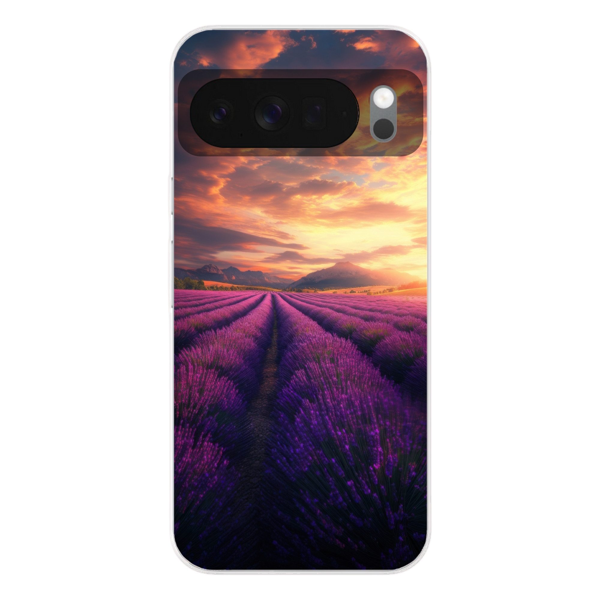 MuchoWow Handyhülle für Google Pixel 10 Lavendelfeld - Sonnenuntergang - Lila, Phone Case, Silikon, Schutzhülle Dünn