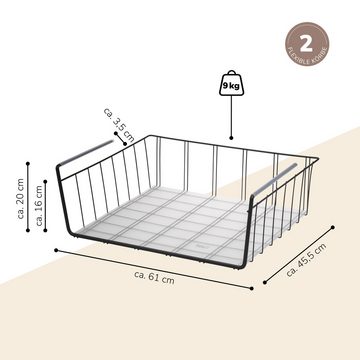 eluno Einhängekorb Maxi-Schrankkörbe 2er Set inklusive Einlegeböden, schwarz