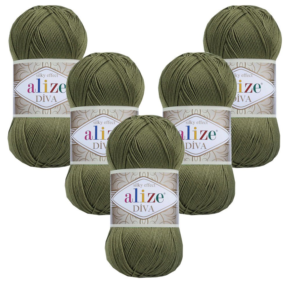 Alize 5 x ALIZE Diva Häkelwolle, 350 m, Spitze,Acrylgarn,Seideneffekt,Häkelkunst