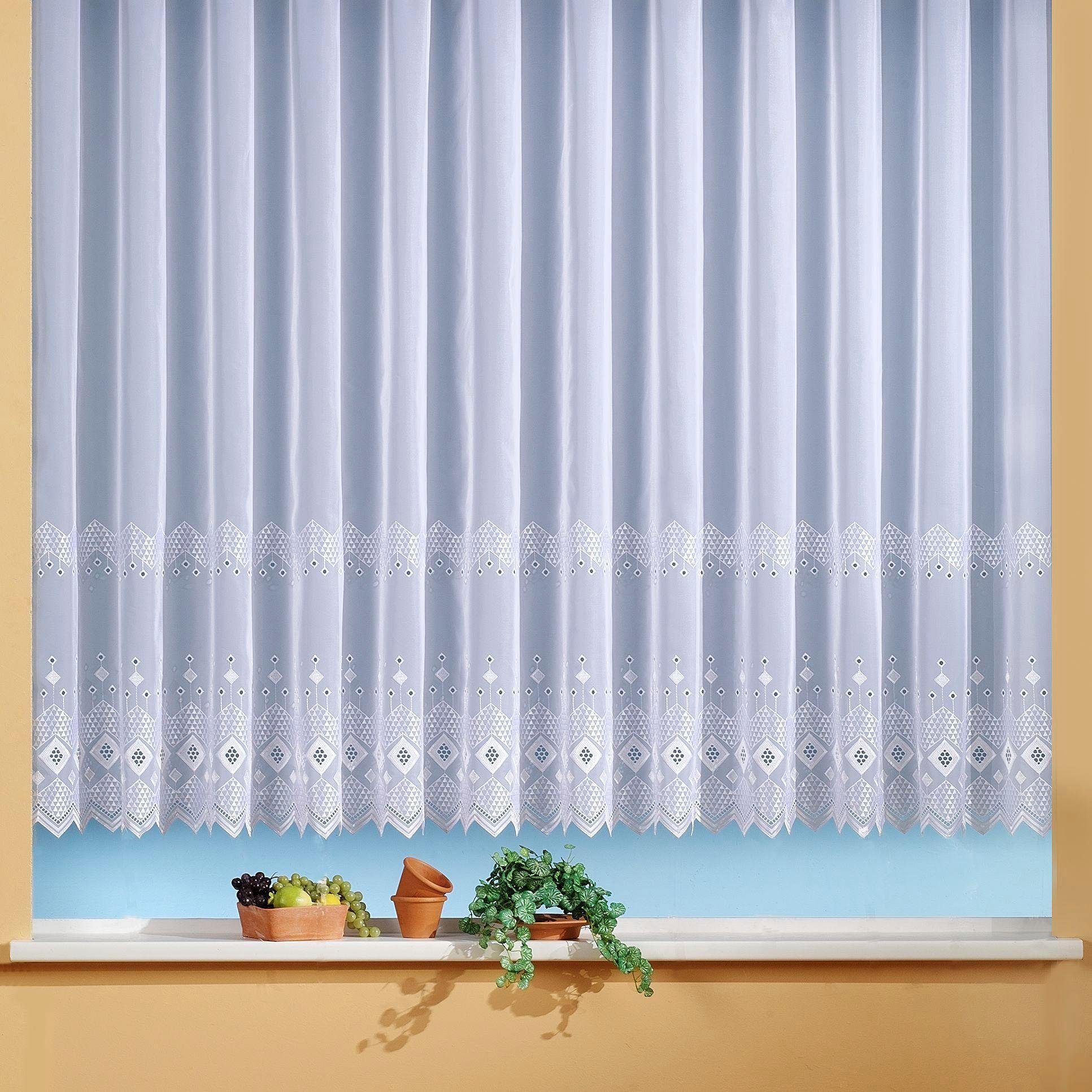 Weckbrodt Gardine Santos (1 St), Kräuselband, transparent, Voile, echte Stickerei, Voile, halbtransparent, Bordüre, Kante, Store