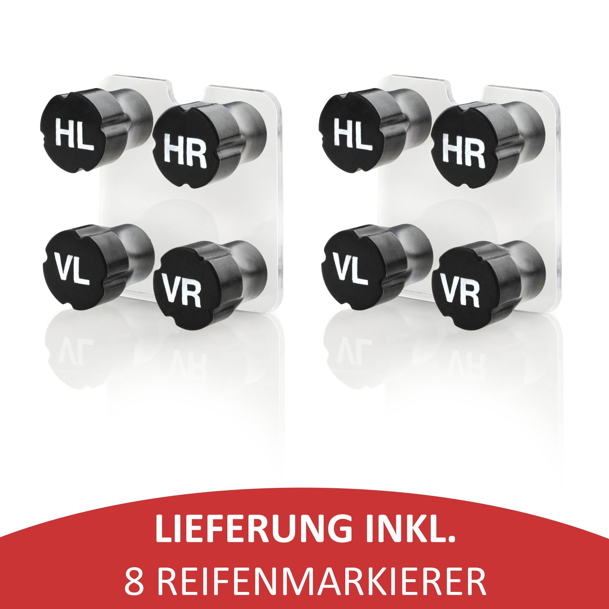 bonsport Rim Tree for 4 Car Tires incl. 8-Piece Set of Tire Markers