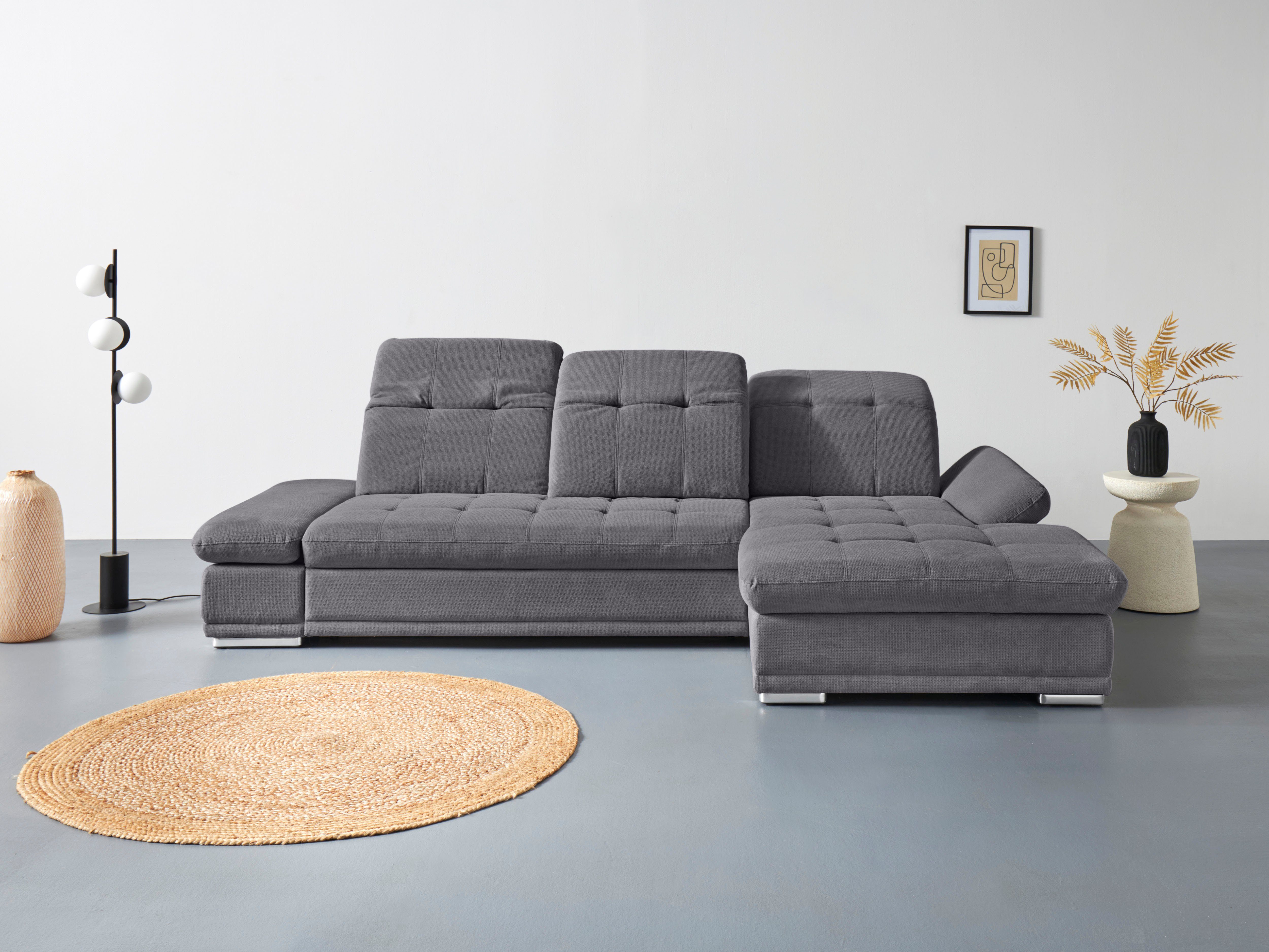COTTA Ecksofa Holiday L-Form mit Sitztiefen-, Armteil- und Kopfteilverstellung, wahlweise mit Bettfunktion & Bettkasten