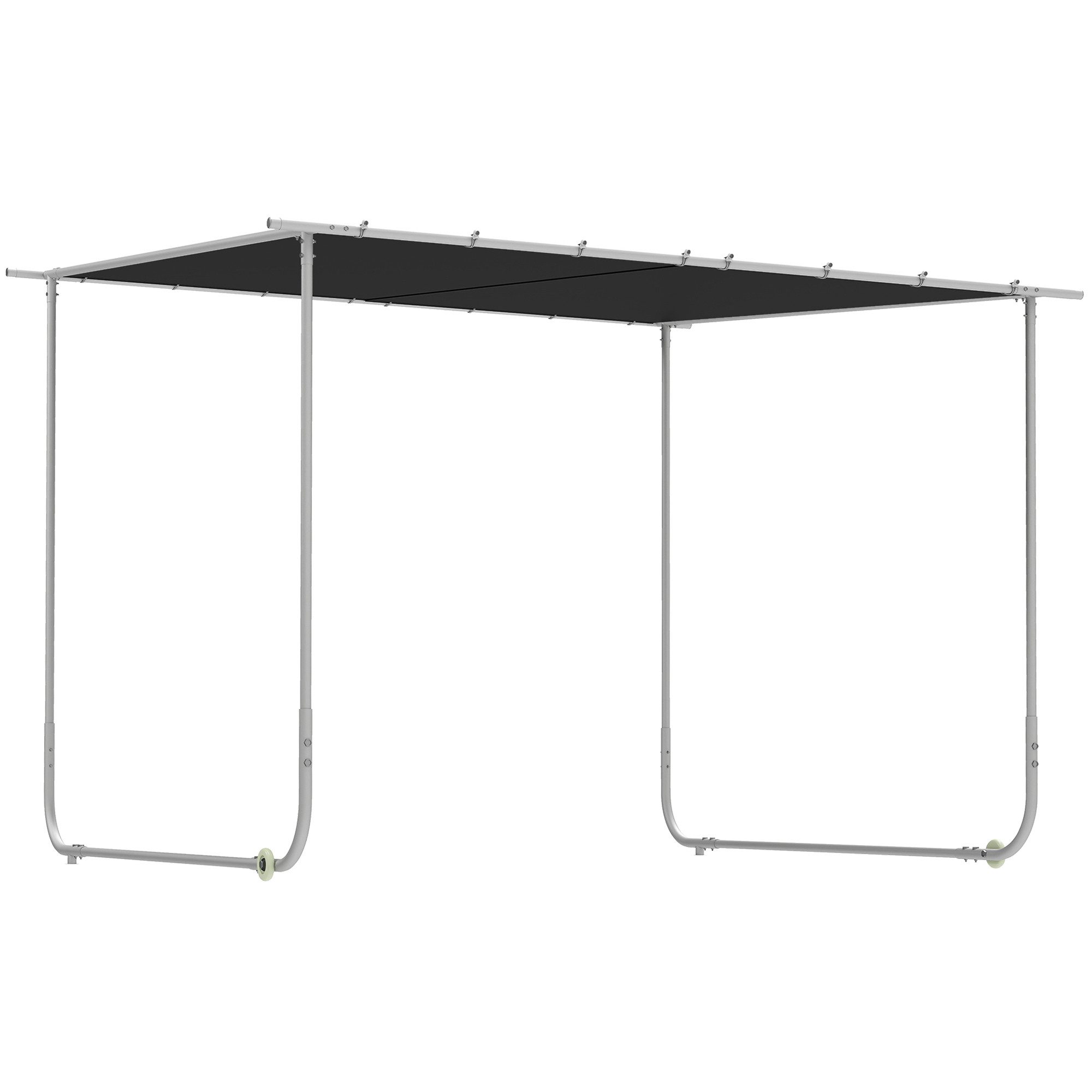 Outsunny Pavillon Pergola Terrassenüberdachung mit UV-Schutz, Sandsack, mit 4 Seitenteilen, (Gartenpavillon, Anstellpavillon), für Balkon, Dunkelgrau
