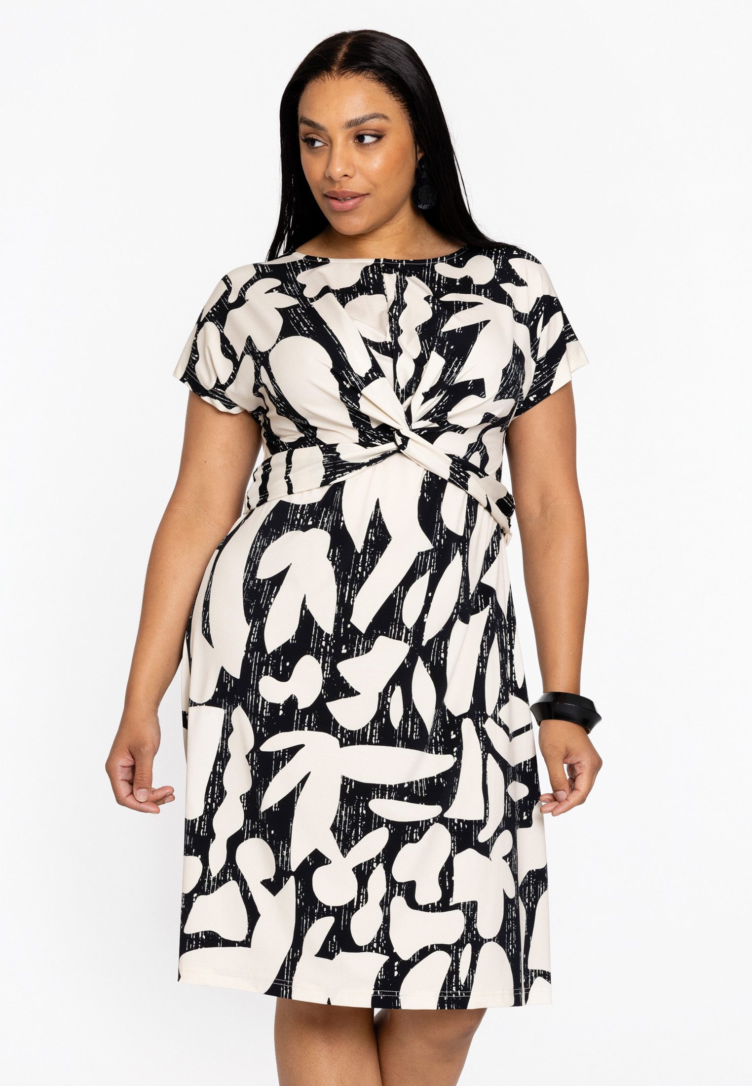 YOEK Midikleid Damen Kleid Große Größen mit floralem Druck
