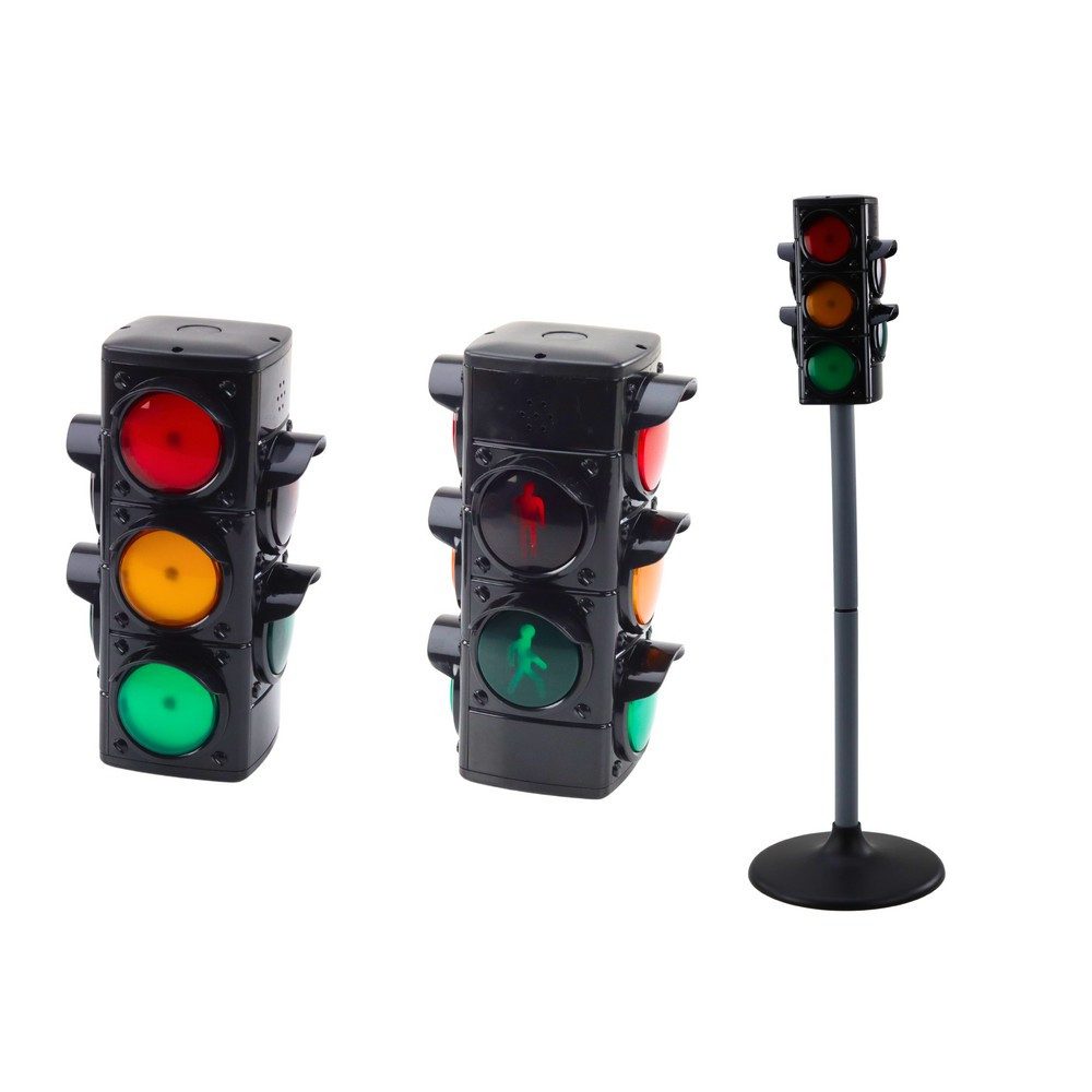 LEAN TOYS Spiel Verkehrsampel Lernampel Signalanlage, Verkehrsampel mit Licht- und Tonfunktion, Licht- & Tonfunktion, 70 cm hoch, Standfuß, ab 3 Jahren