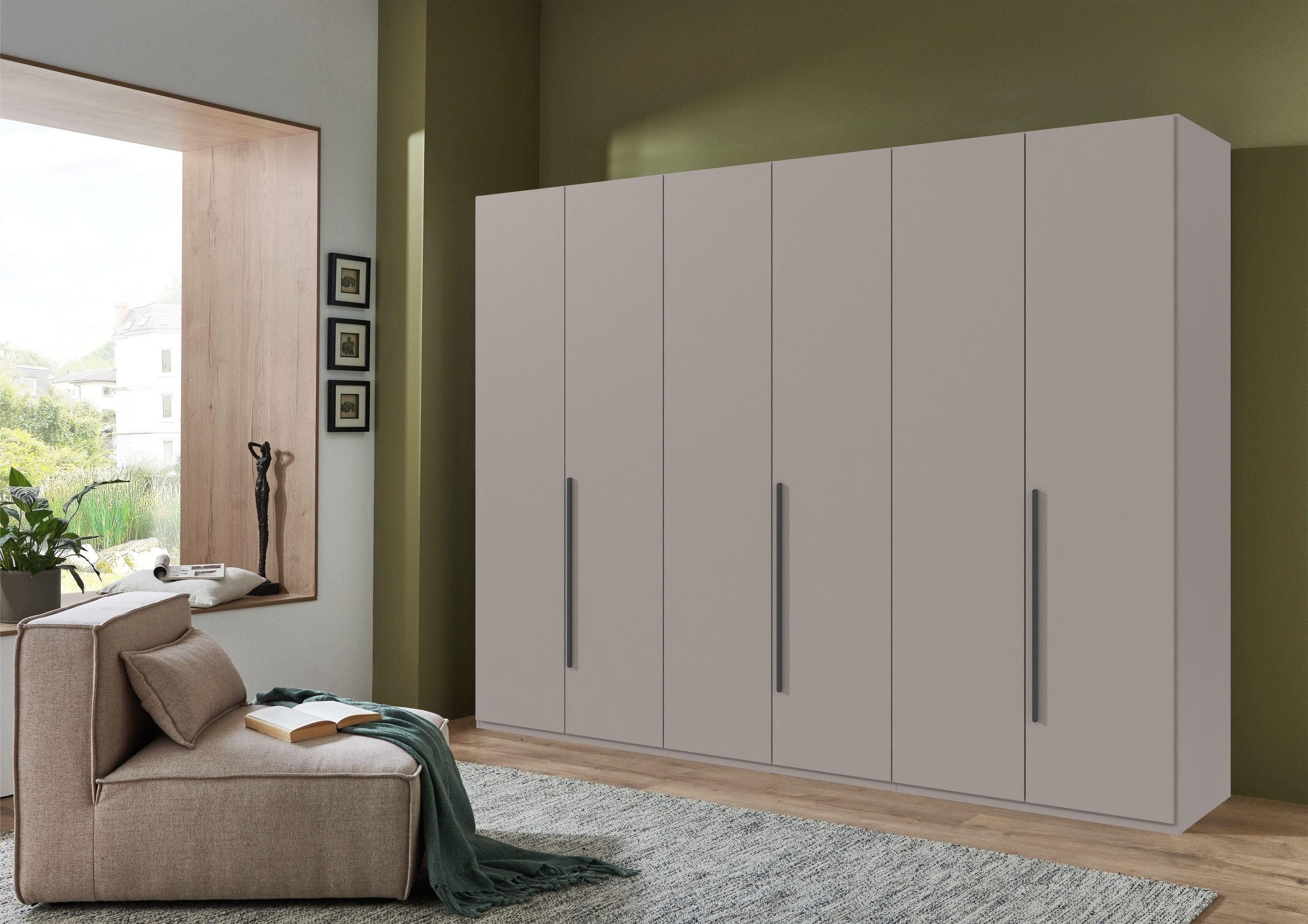 freiraum Drehtürenschrank LONDON inkl. Inneneinteilung, Farbe SAHARAGRAU - 270x208x58cm (BxHxT)