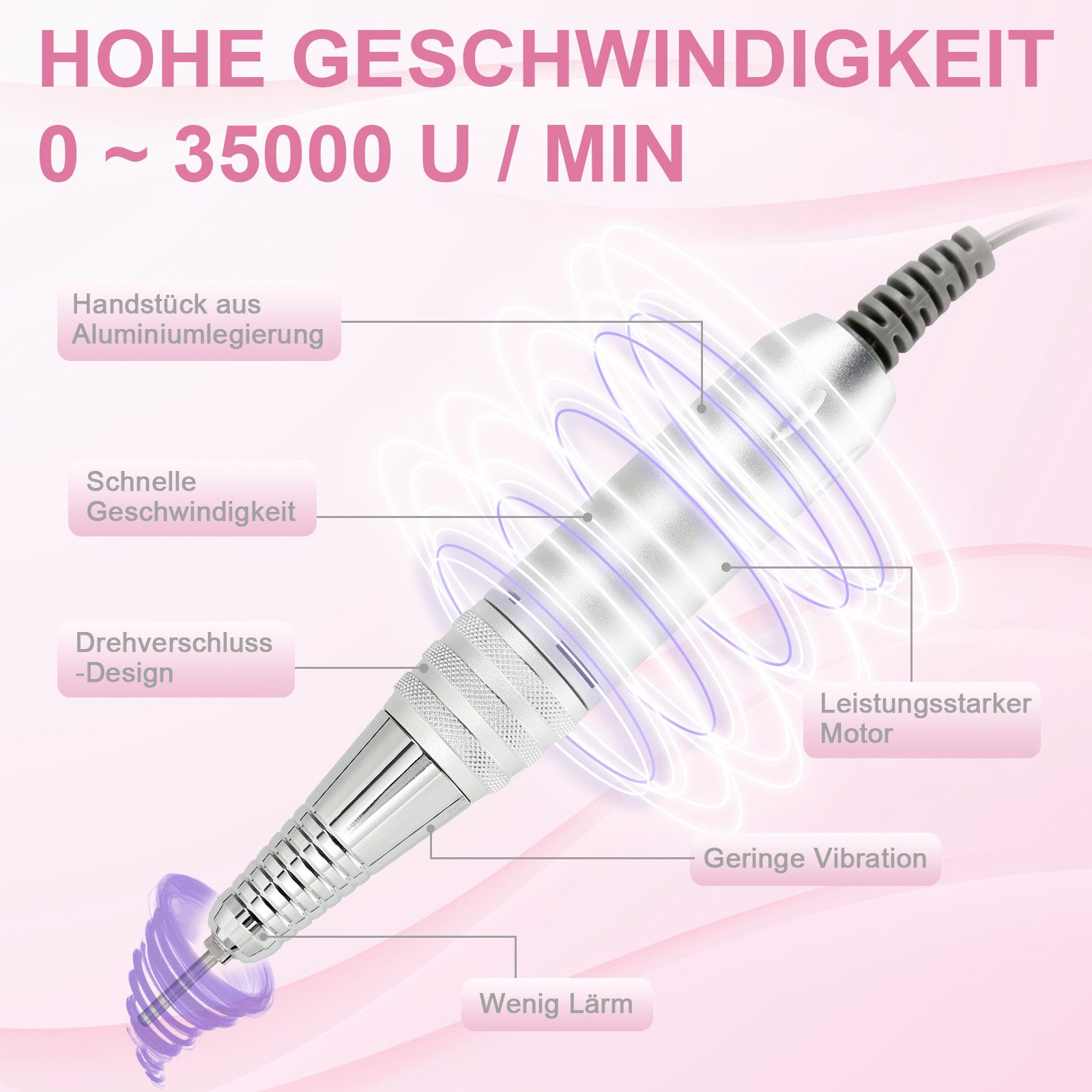 Clanmacy Maniküre-Pediküre-Set Elektrische Nagelfräser für Gelnägel 35000 U/Min Nagelfeile Set