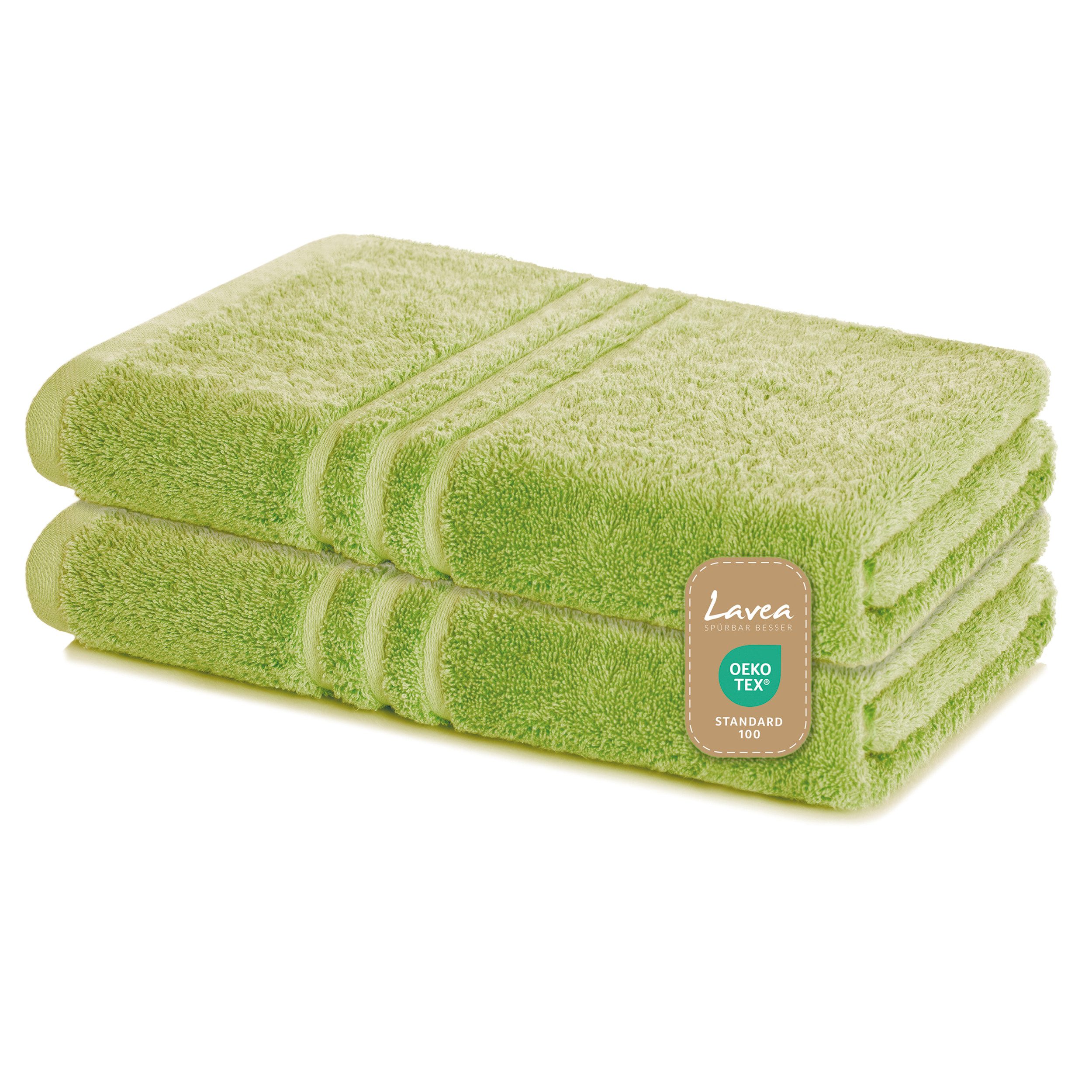 Lavea Duschtuch Elena-Frottierserie 70x140 cm, 100% Baumwolle (2er Set), 500 g/m² Frottier, weich & saugstark, pflegeleicht