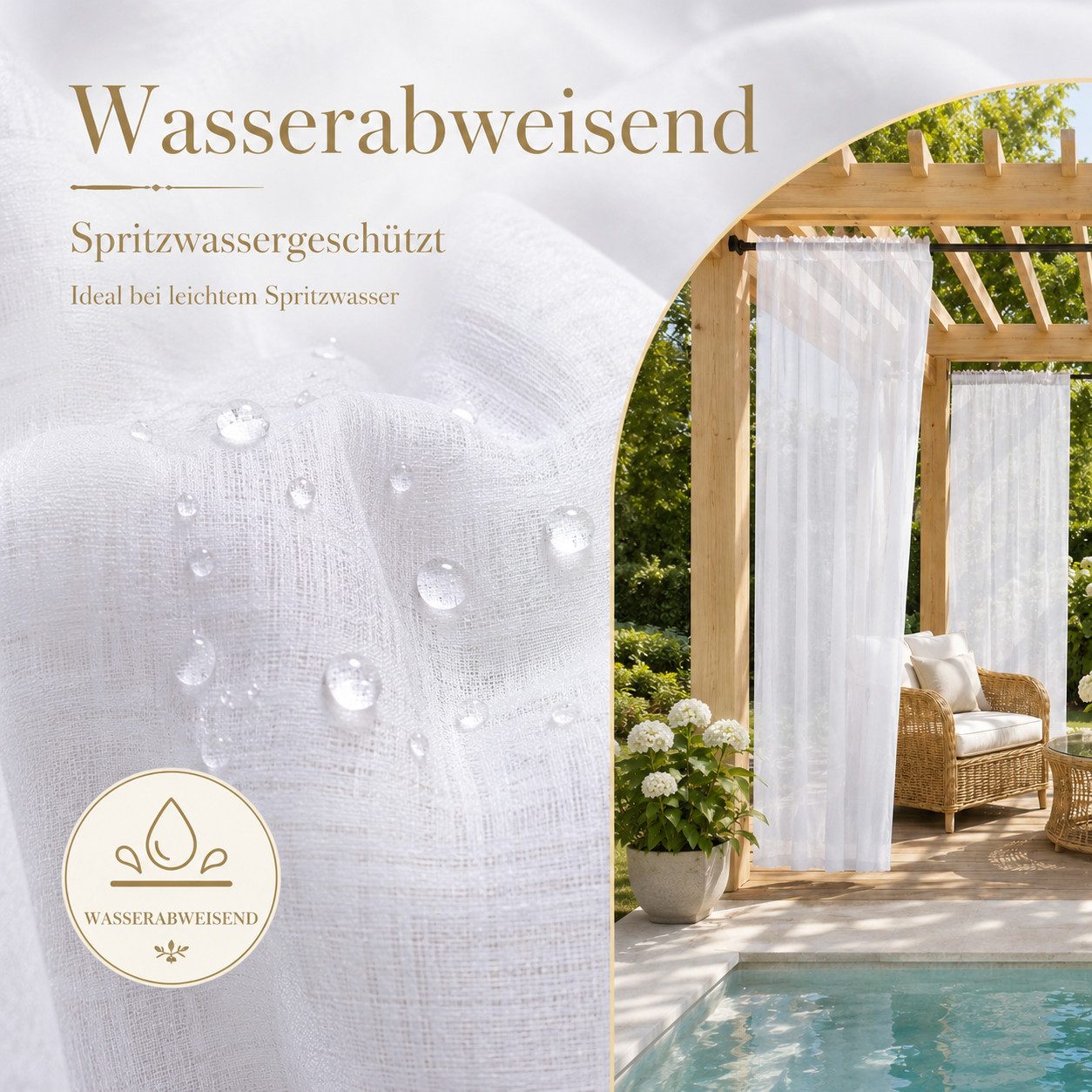 Sunicol Outdoorvorhang Transparent Gardinen Sichtschutz Sonnenschutz Für Balkon Terrasse (1 St), Oben und Unten Stangenschlaufe