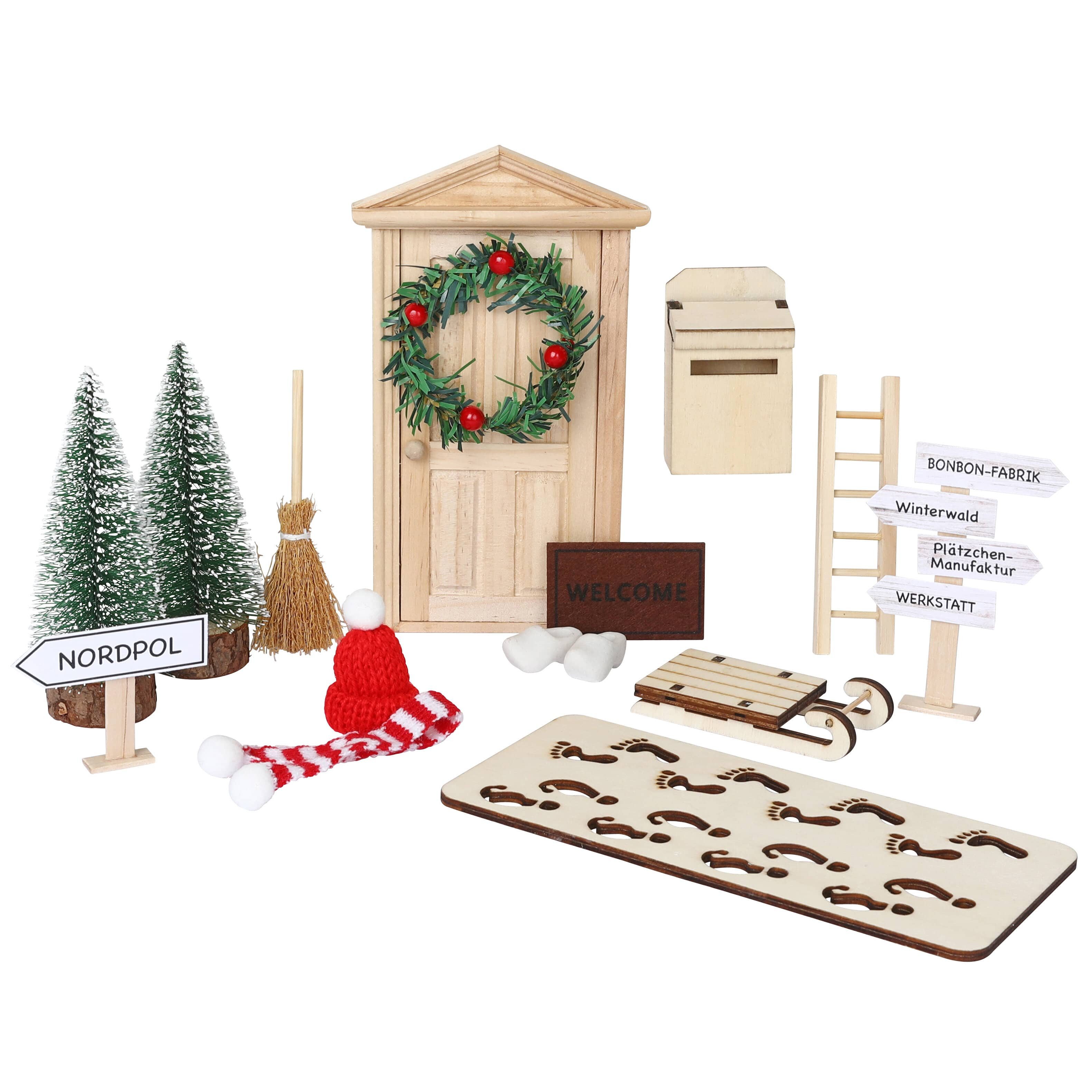 Nordstern DIY-Adventskalender Wichteltür-Set mit Wichtelbriefen, Baustelle uvm. (30-tlg), DIY-Dekoration