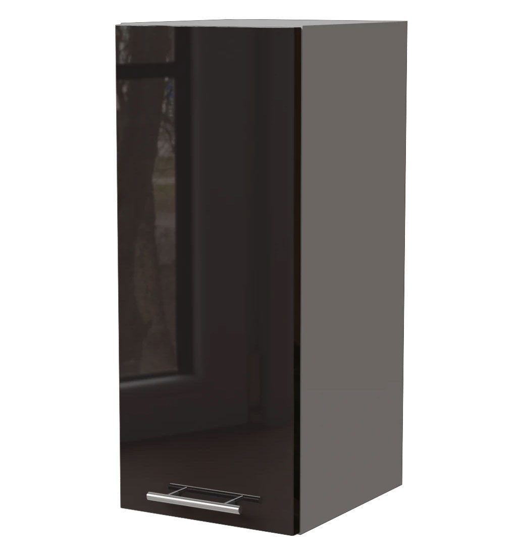 Feldmann-Wohnen Klapphängeschrank Essen (W2/20, 1-türig, 2 Einlegeböden, 1-St., moderne Optik, Acrylfronten mit Glaseffekt) 20x32,5x72cm Schwarz Hochglanz / Grau Matt