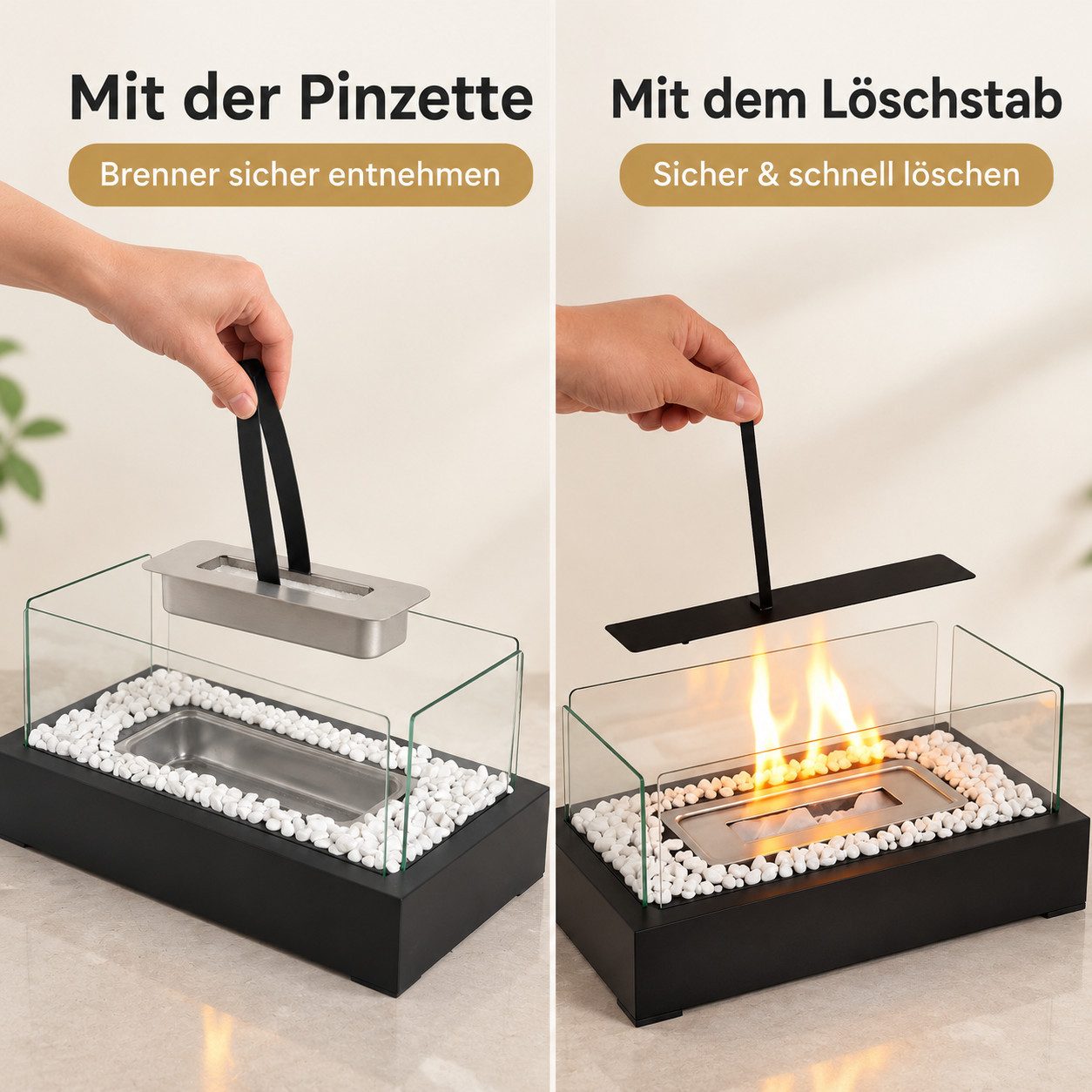 Nettlife Tischfeuer Ethanol Tischkamin Eckig/Rund Kamin Indoor Outdoor Tischfeuerstelle (Set, für Tisch, Terrasse, Balkon & Garten), Die Party Geschenkideens od – Bild 4 von 5