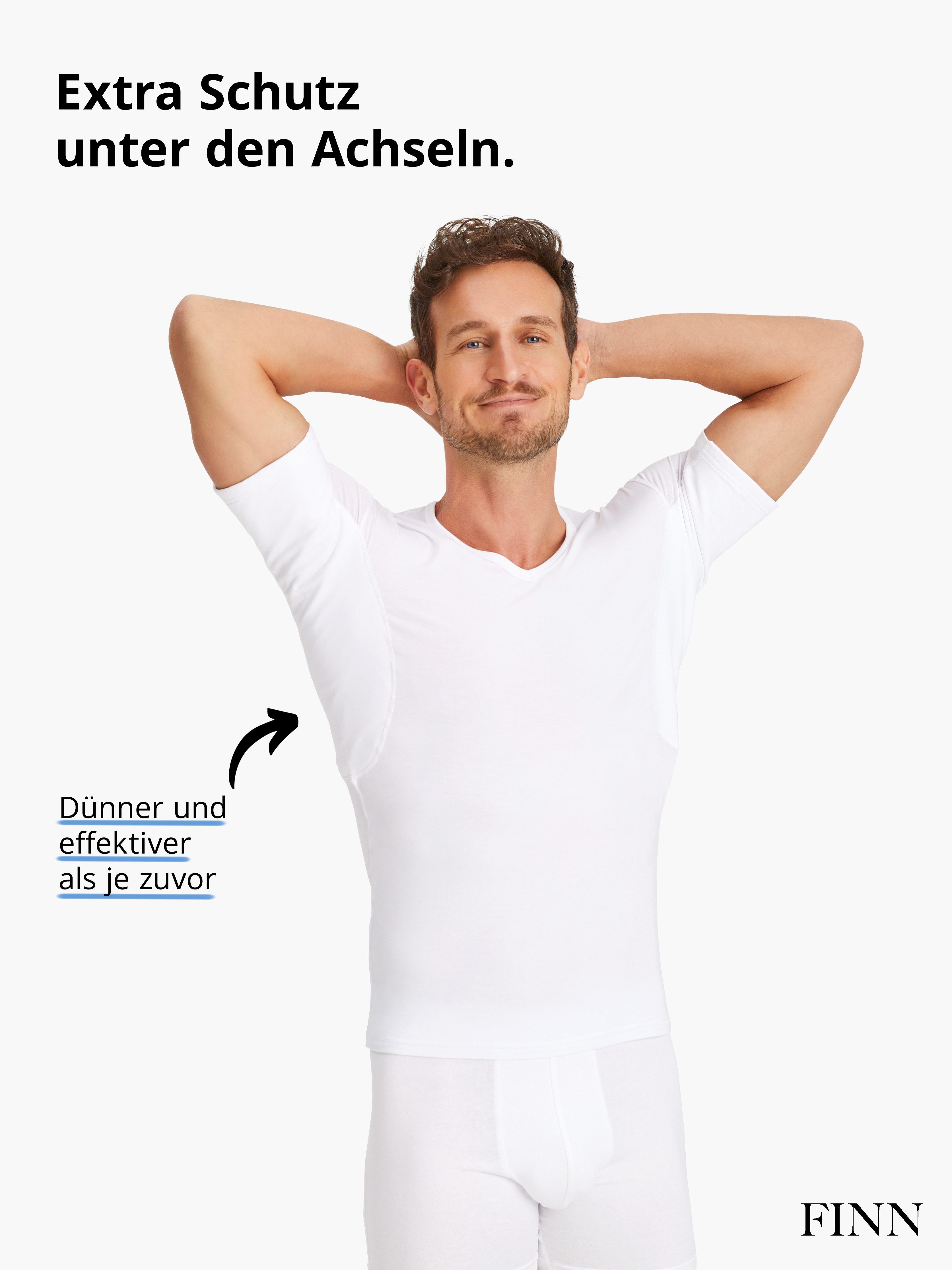 FINN Design Funktionsunterhemd Wasserabweisendes Anti-Schweiß Shirt Herren mit V-Ausschnitt Schutz vor Schweißflecken und Schweißgeruch am gesamten Oberkörper