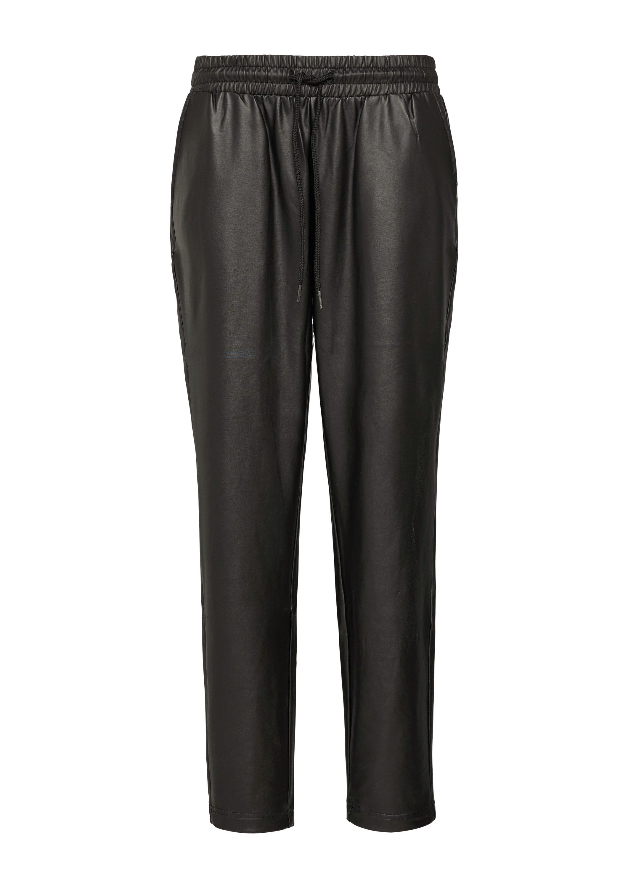 QS Chinos Hose Joggerstyle in Lederoptik günstig online kaufen