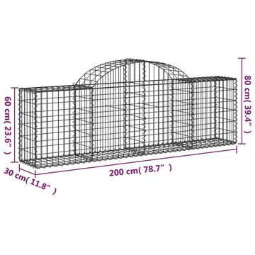 vidaXL Blumentopf Gabione mit Hochbogen 200x30x60/80 cm Verzinktes Eisen (1 St)