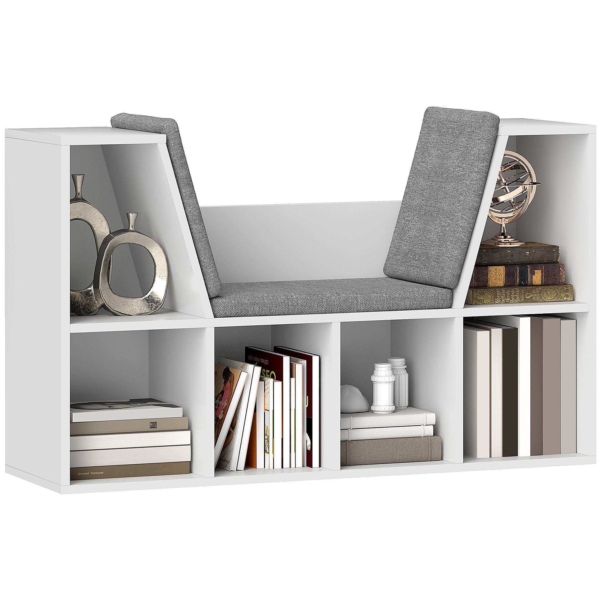 HOMCOM Bücherregal Kleiner Bücherschrank mit Sitzkissen, günstig online kaufen