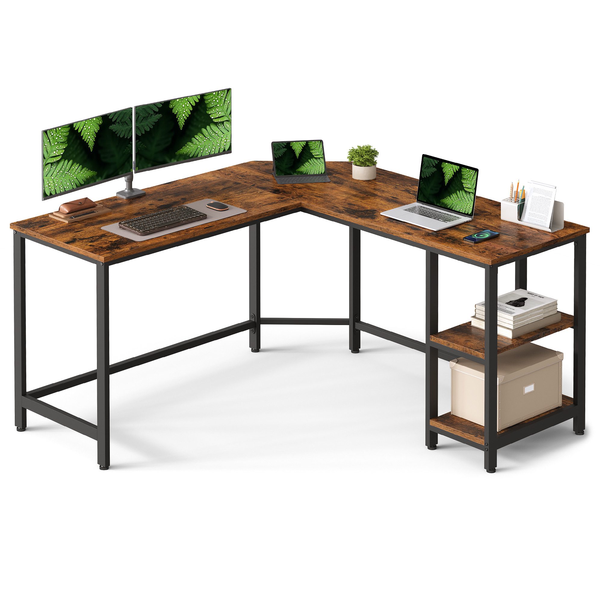 VASAGLE Schreibtisch Computertisch, 130/138 cm, L-förm günstig online kaufen
