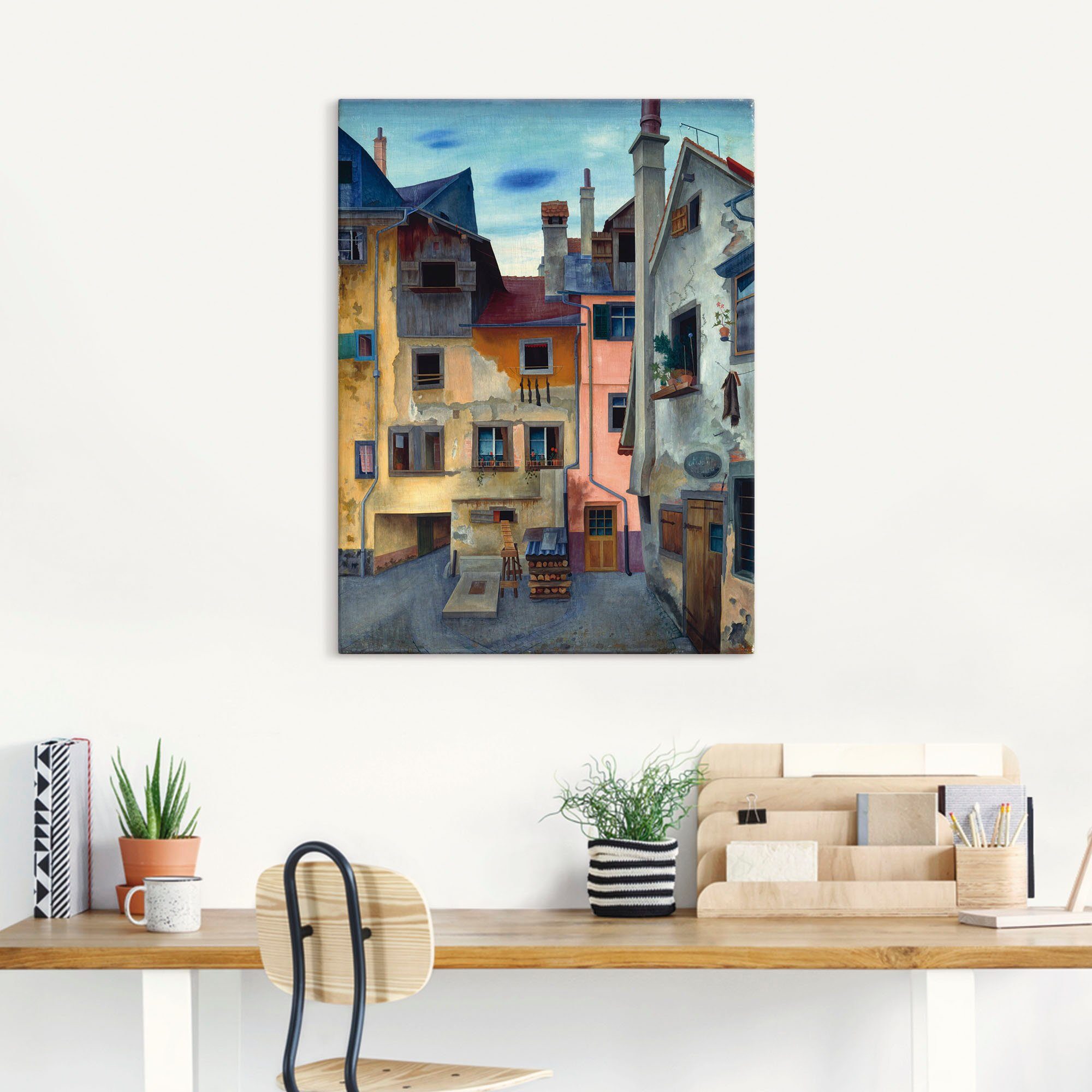 Artland Leinwandbild Alte Häuser in Lindau, Fenster & Türen (1 St), auf Holzrahmen gespannt