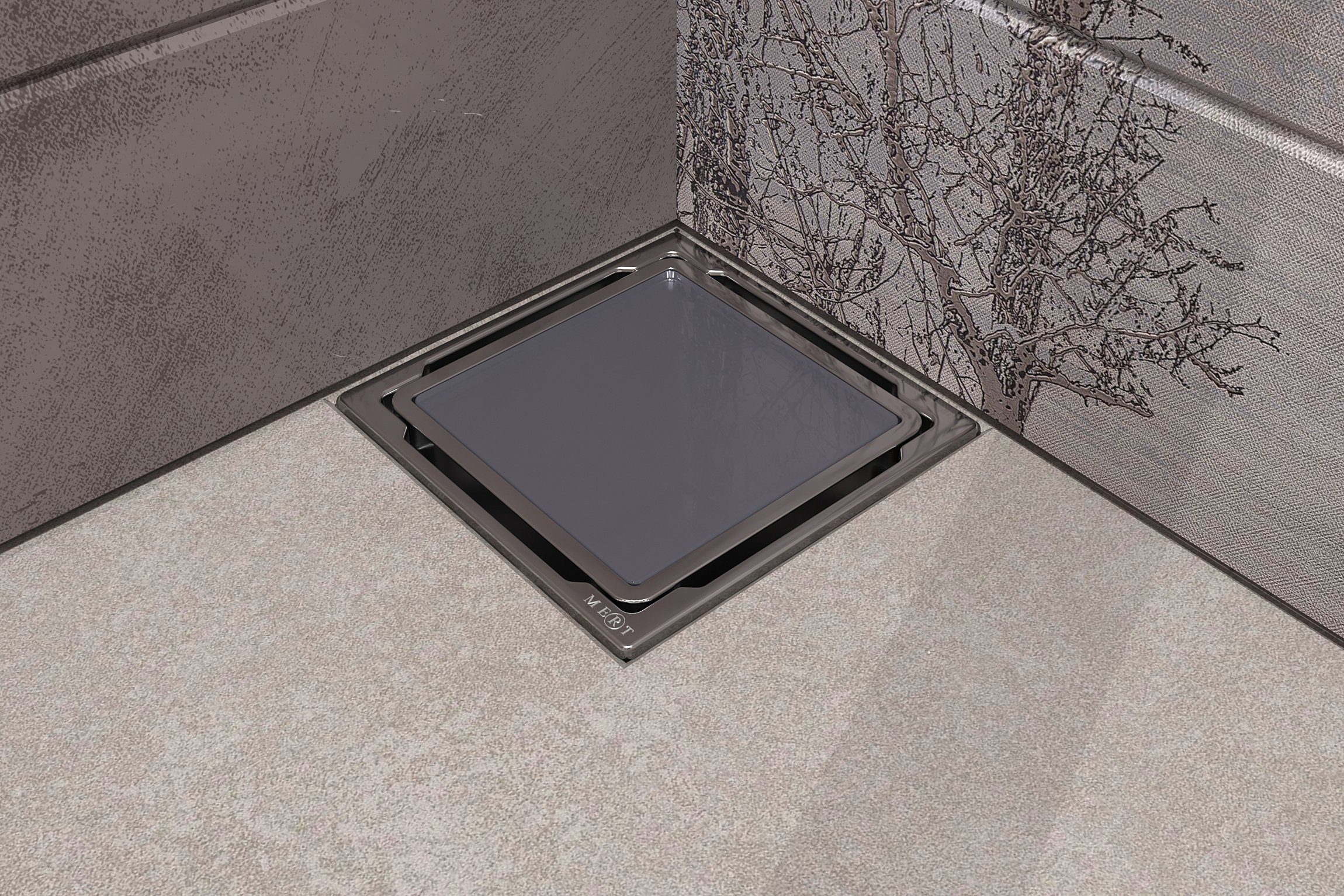 MERT Bodenablauf Duschablauf 110x110 mm mit Glasabdeckung, flach – Bild 2 von 3
