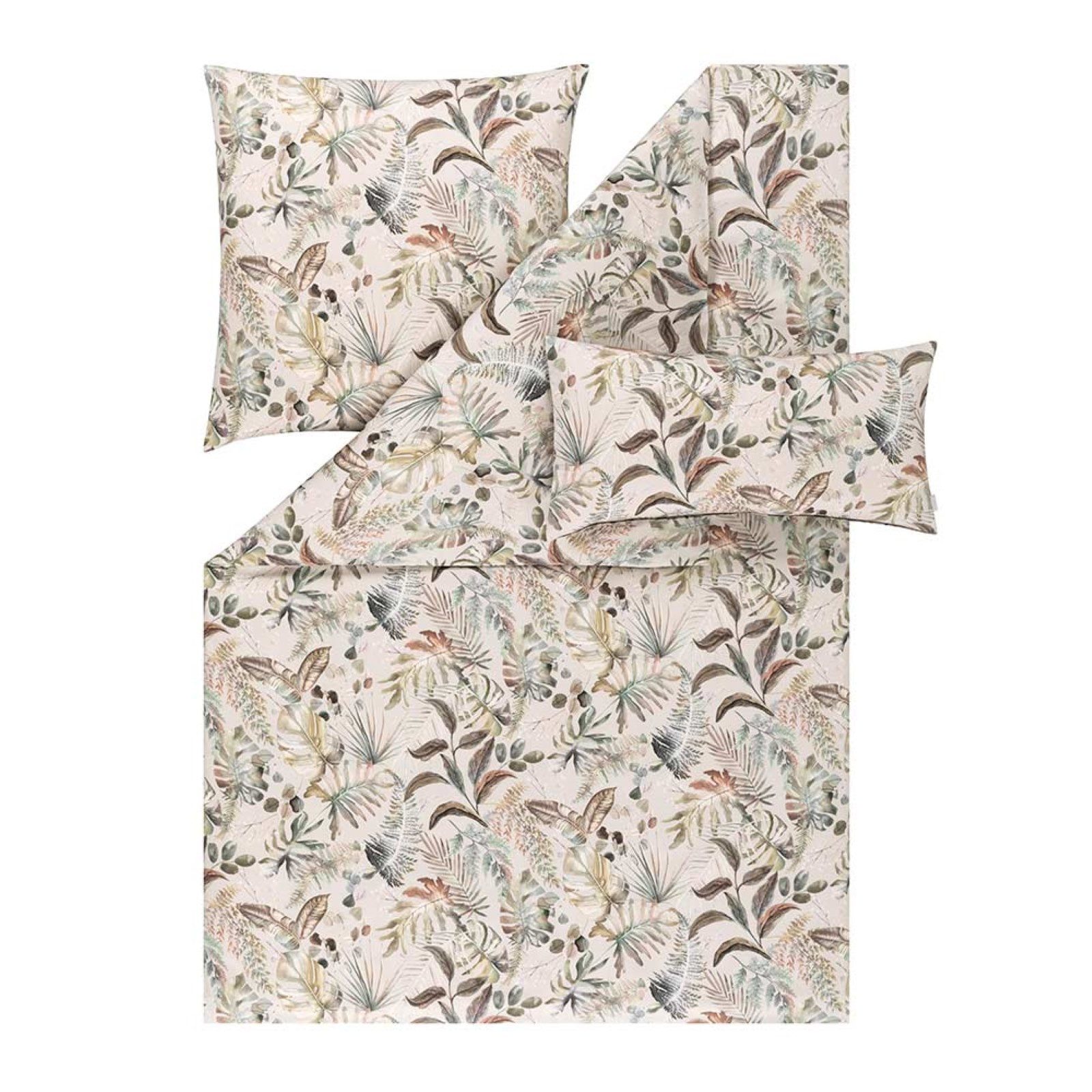 Estella Bettwäsche Estella Mako-Satin Bettwäsche 135x200 Alea puder Blätter günstig online kaufen