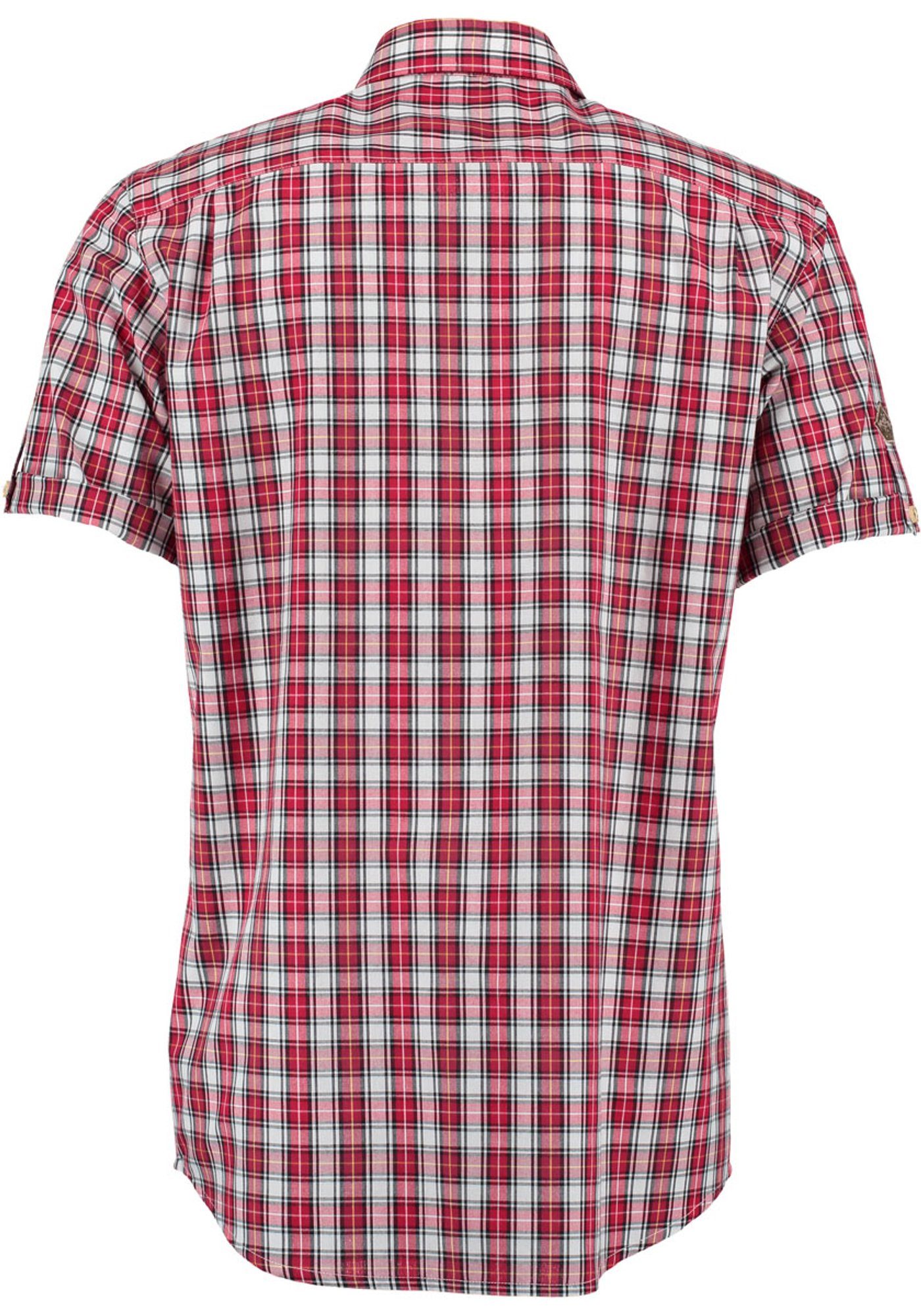 hochrot aufgesetzter mit Herren Brusttasche Trachtenhemd Kurzarmhemd OS-Trachten Traioc