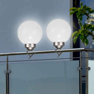 MARELIDA LED Kugelleuchte LED Solar Kugellampe 2in1 4 kaltweiß D: 15cm inkl. Clip und Erdspieß, LED Classic, kaltweiss (5300K bis 6000K)