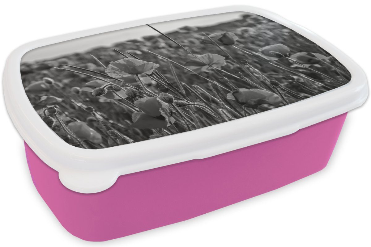 Lunchbox Snackbox, Kunststoff, - Blumen Brotbox (2-tlg), Erwachsene, für rosa Kunststoff Natur Mohnblumen Mädchen, - Rot, Kinder, MuchoWow - Brotdose