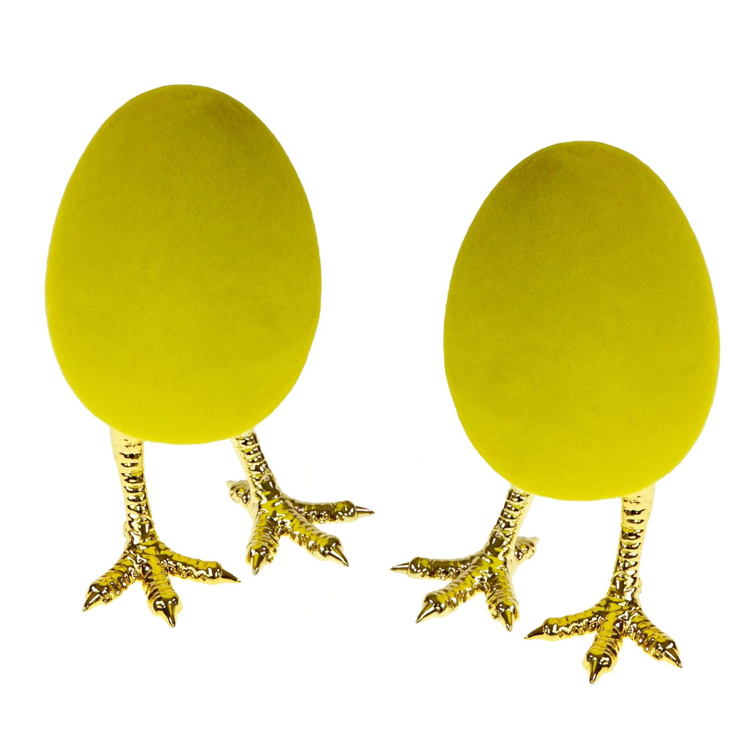 Osterei Dekoeier auf Füßen 2er Set Grün Gold 12 cm Ei Osterdeko Osterei