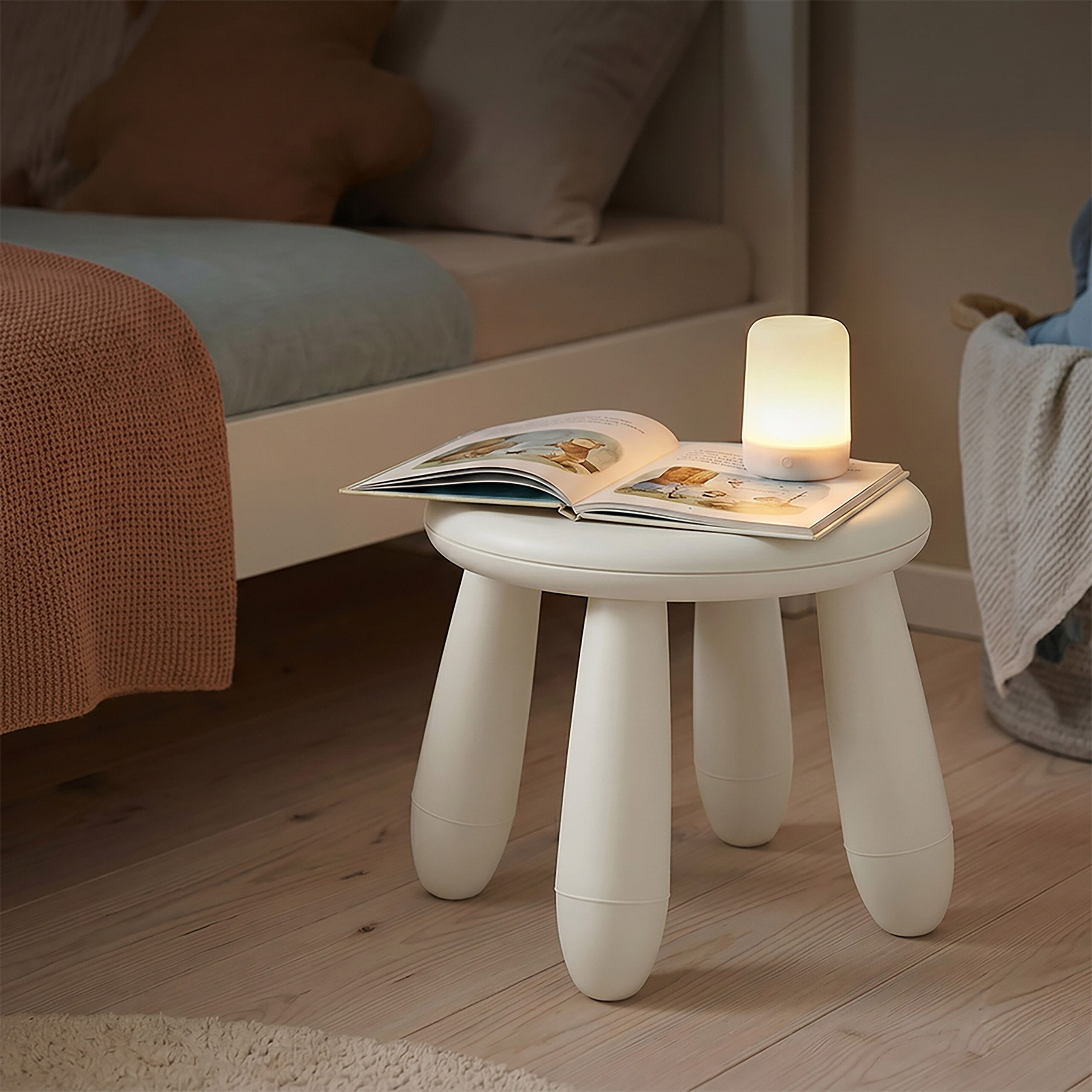 relaxdays Kinderhocker Sitzhocker für Kleinkinder (1 St), weiß – Bild 3 von 5