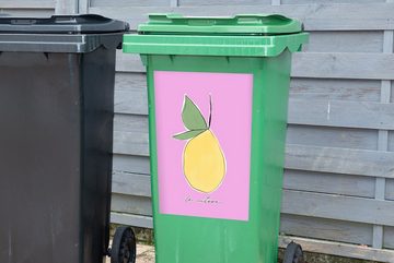 MuchoWow Wandsticker Zitrone - Obst - Pastell (1 St), Mülleimer-aufkleber, Mülltonne, Sticker, Container, Abfalbehälter
