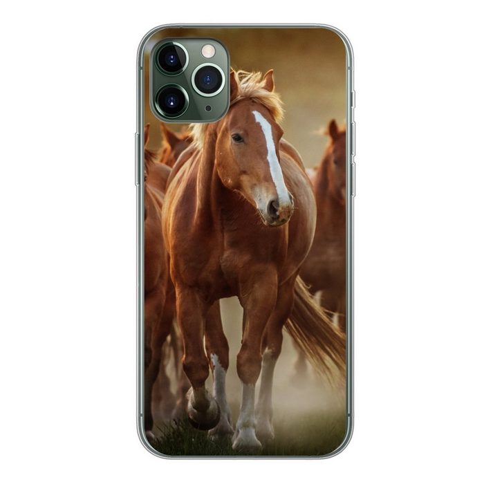 MuchoWow Handyhülle Pferde - Licht - Natur Handyhülle Apple iPhone 11 Pro Max Smartphone-Bumper Print Handy