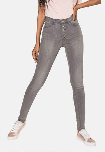 Nina Carter High-waist-Jeans Jeans High Waist Skinny Fit Hose Hochbund Stretch Shaping Pants (1-tlg) 2608 in Grau-3
