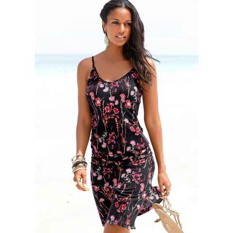 LASCANA Strandkleid mit Blumenprint, figurumspielendes Sommerkleid, Jerseykleid