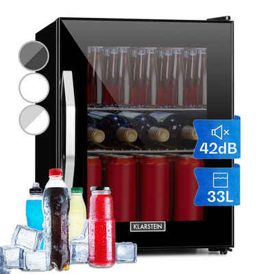 Klarstein Getränkekühlschrank HEA-Beersafe-M-OX 10034847A, 54 cm hoch, 40.5 cm breit, Mini Kühlschrank ohne Gefrierfach klein Getränkekühlschrank Glastür