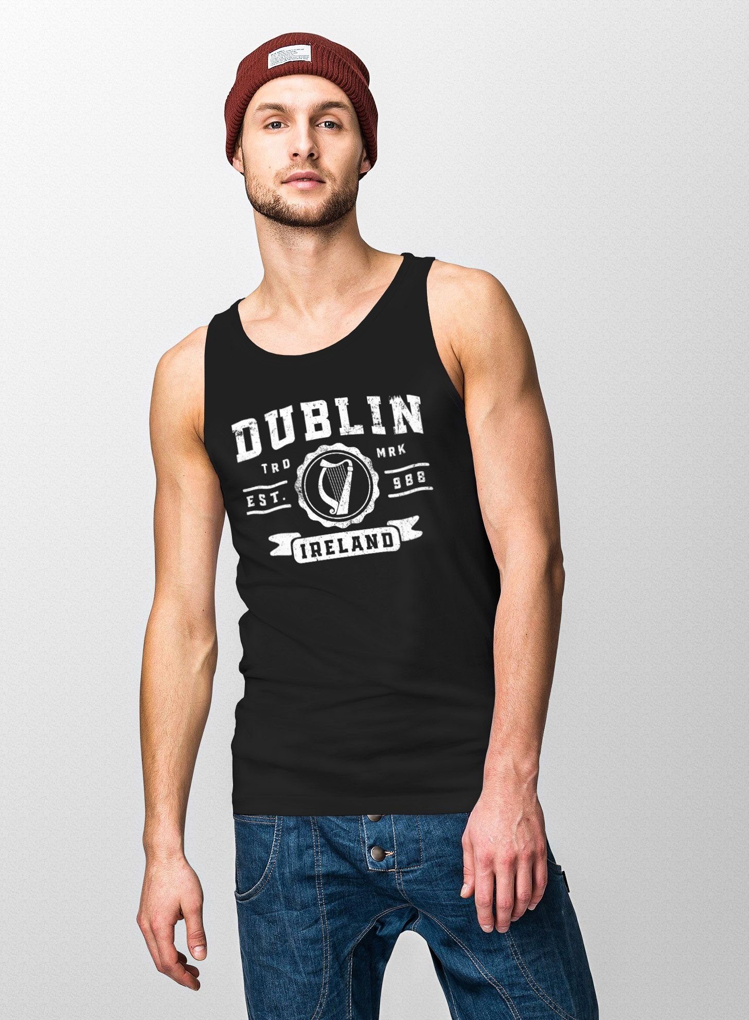 Herren Tanktops Neverless Tanktop Herren Tank-Top Dublin Irland Retro Design Print Aufdruck Muskelshirt Muscle Shirt Neverless® 