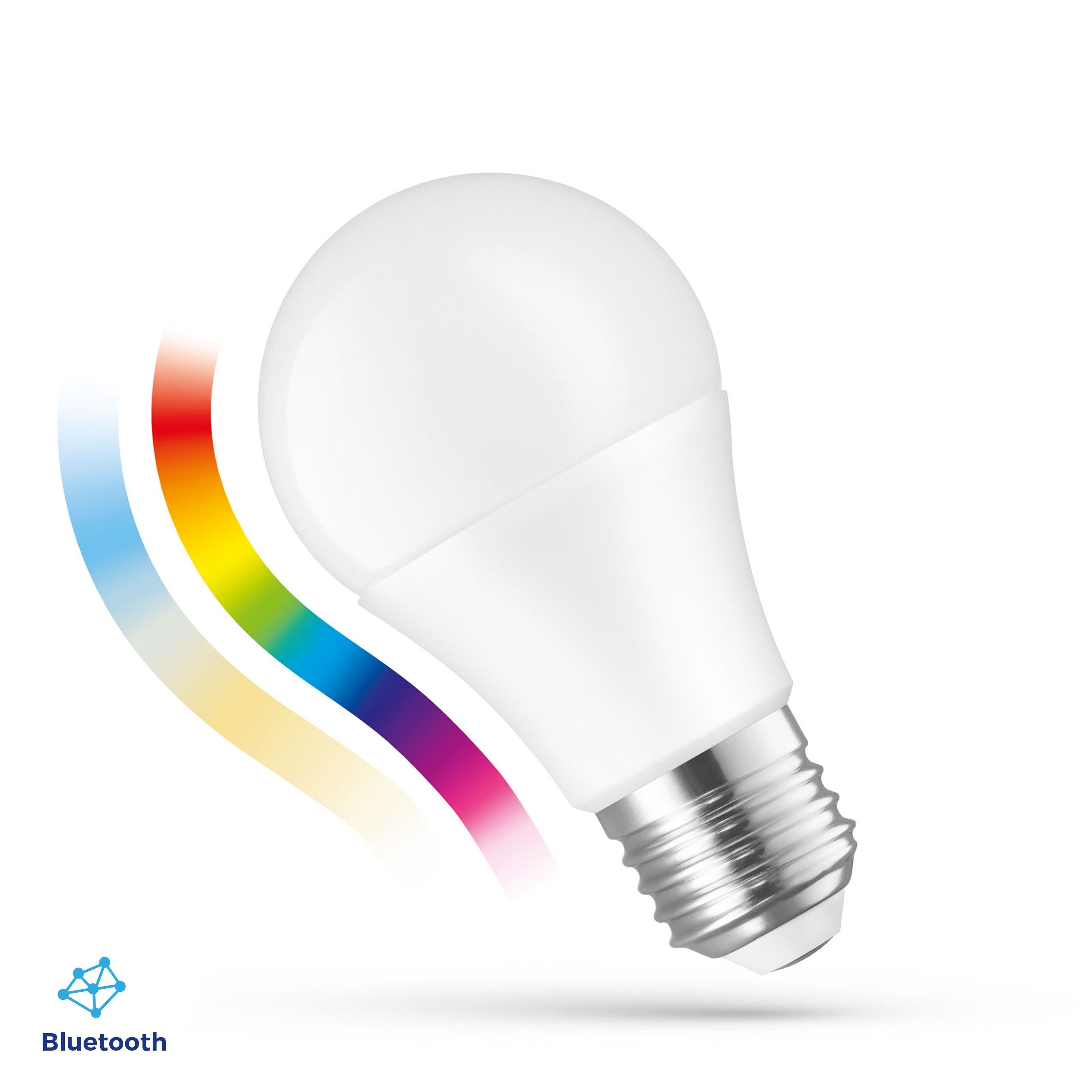 Spectrum LED-Leuchtmittel LED E27 A60 EASY SMART APP 8,5W = 67W 940lm BLUETOOTH 2700K-6500 DIMM, E27, Farbwechsler, CCT-Farbtemperatursteuerung - warmweiß bis tageslichtweiß, RGB