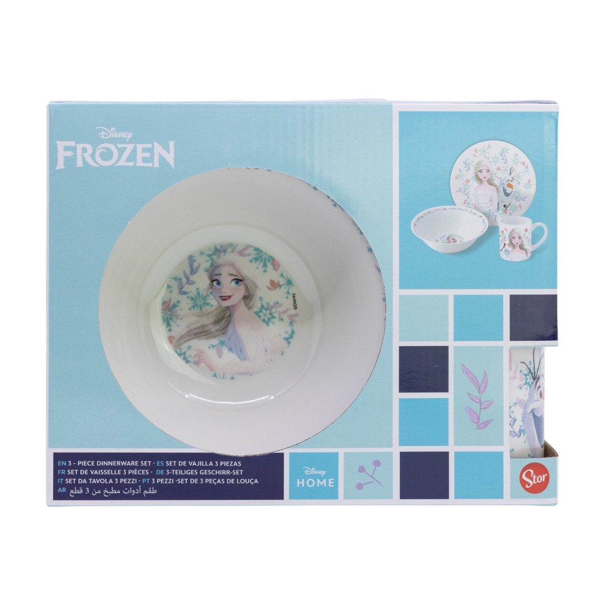 Disney Frozen Kindergeschirr-Set Keramik 3 teilig Teller Schüssel Becher in Geschenkbox (3-tlg), 1 Personen, Keramik, 3 Teilig