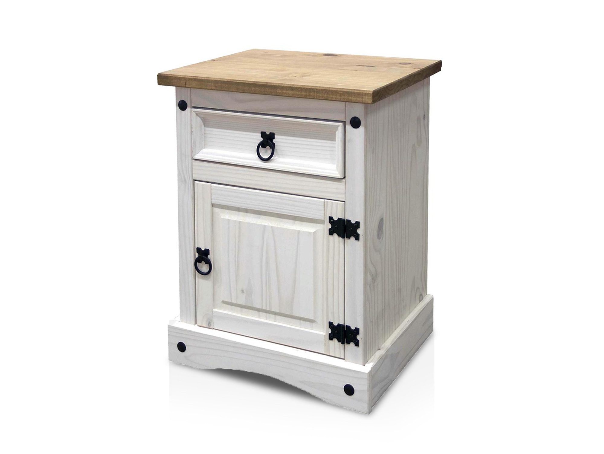 Moebel-Eins Nachttisch, CORTON Nachtkommode, Material Massivholz, Kiefer gewachst