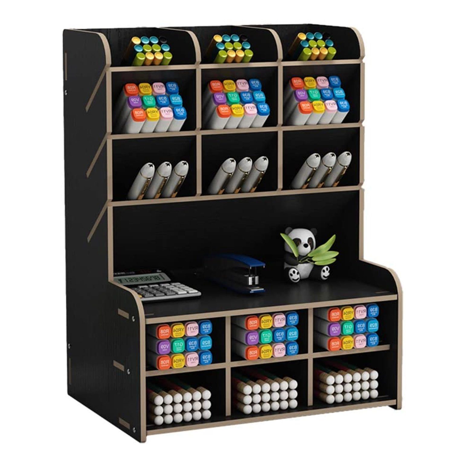 Retro Stifthalter Desktop Organizer Schreibtisch Aufbewahrungsbox m/Schublade DE 