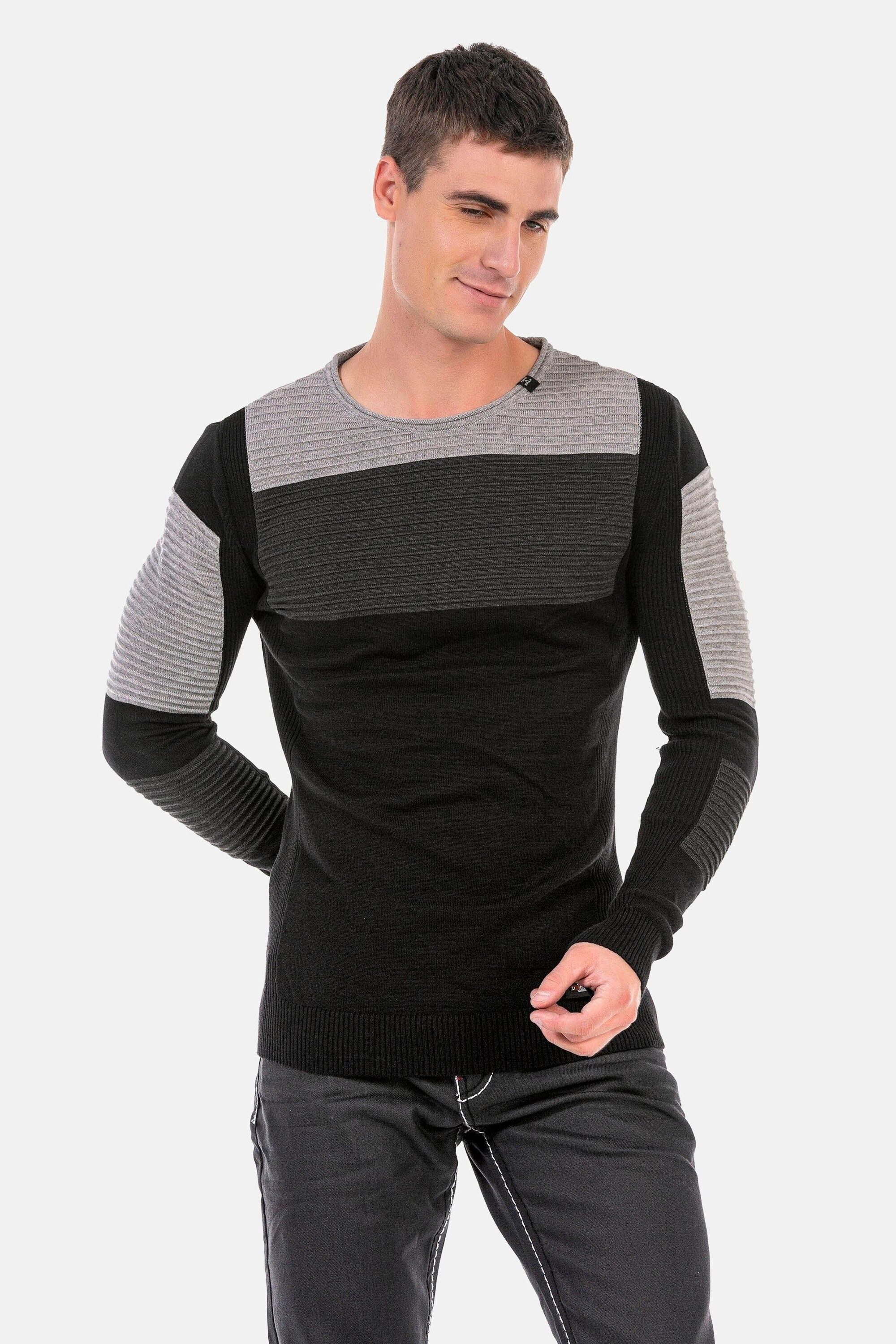 Cipo & Baxx Rundhalspullover Pullover (1-tlg) in extravagantem Strickdesign, CP247