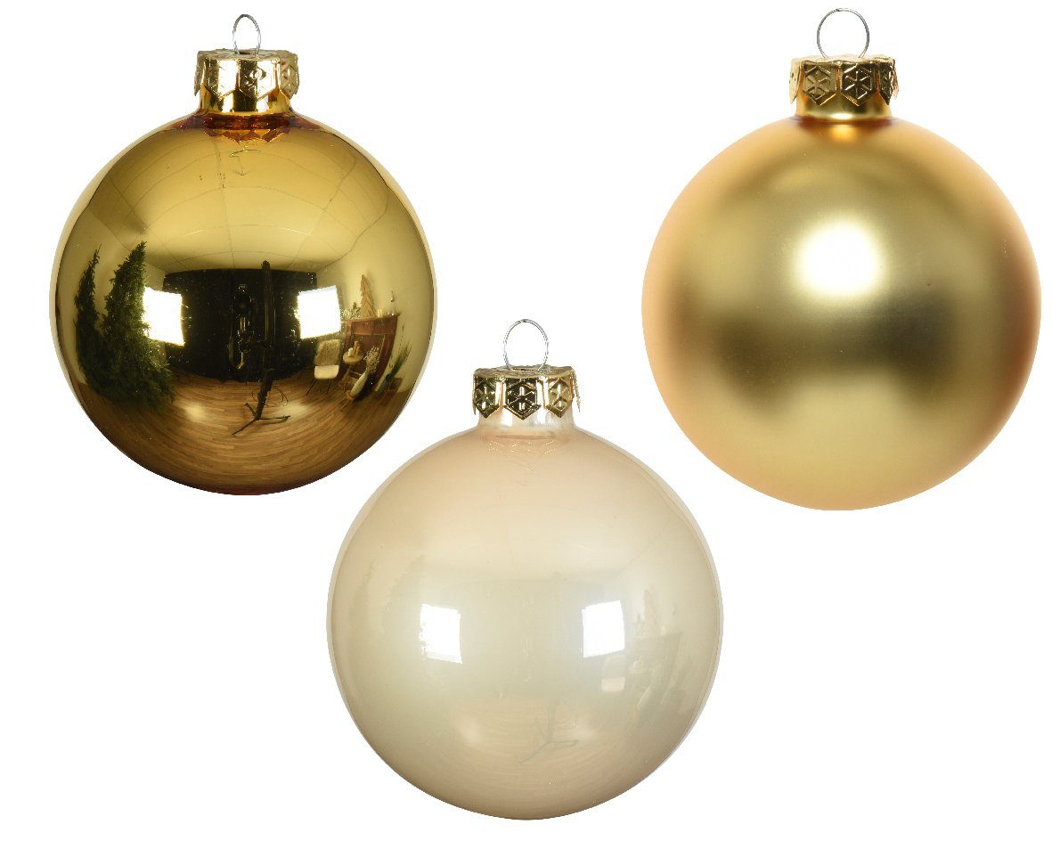 Decoris season decorations Weihnachtsbaumkugel, Weihnachtskugeln Stück x 6cm / Perle Mix Hellgold Glas 20 