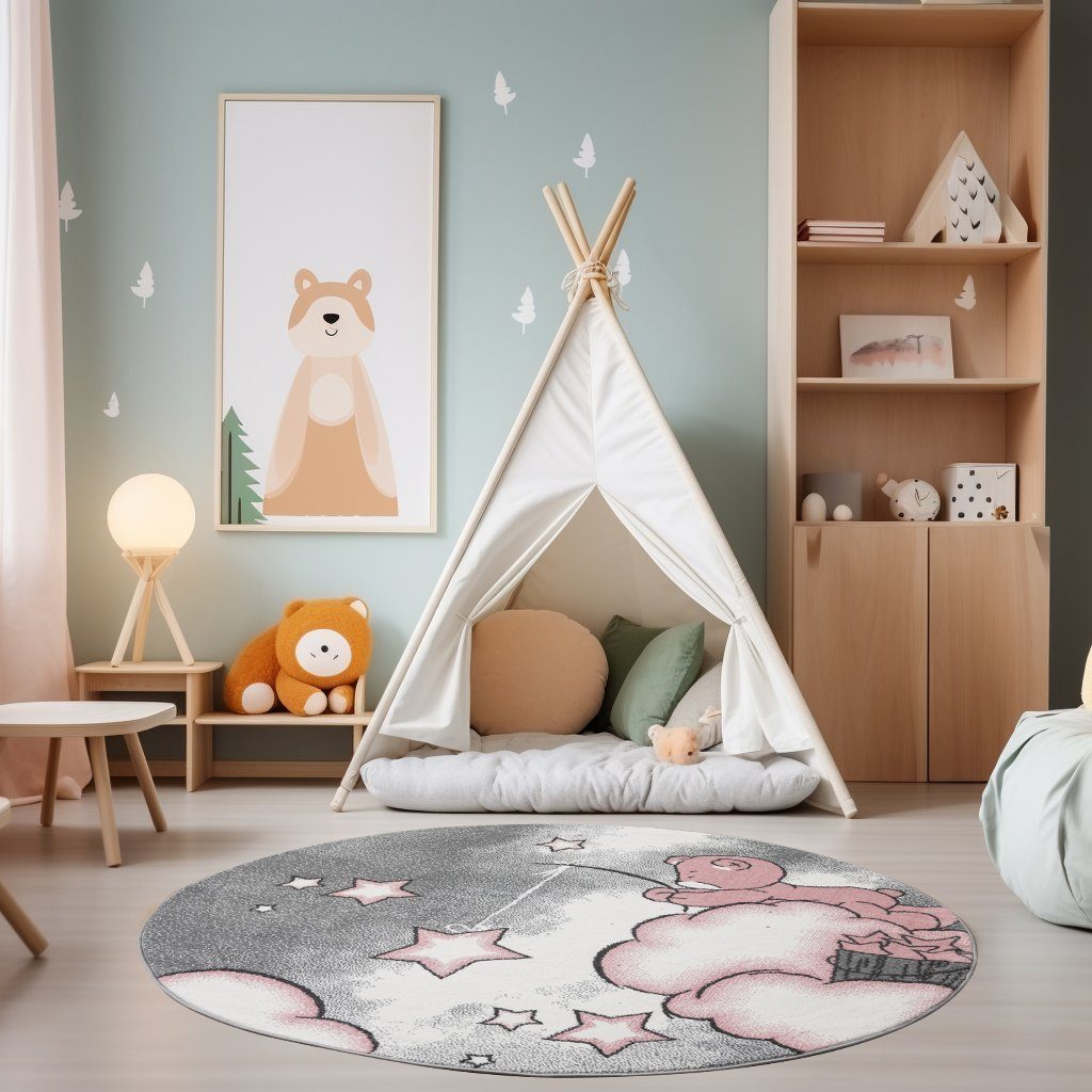 SIMPEX24 Teppich Bär Design, Rund, Höhe: günstig online kaufen