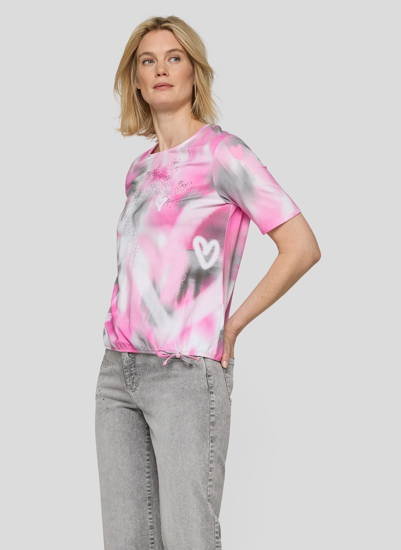 Rabe T-Shirt mit grafischem Muster und Glitzersteinen günstig online kaufen